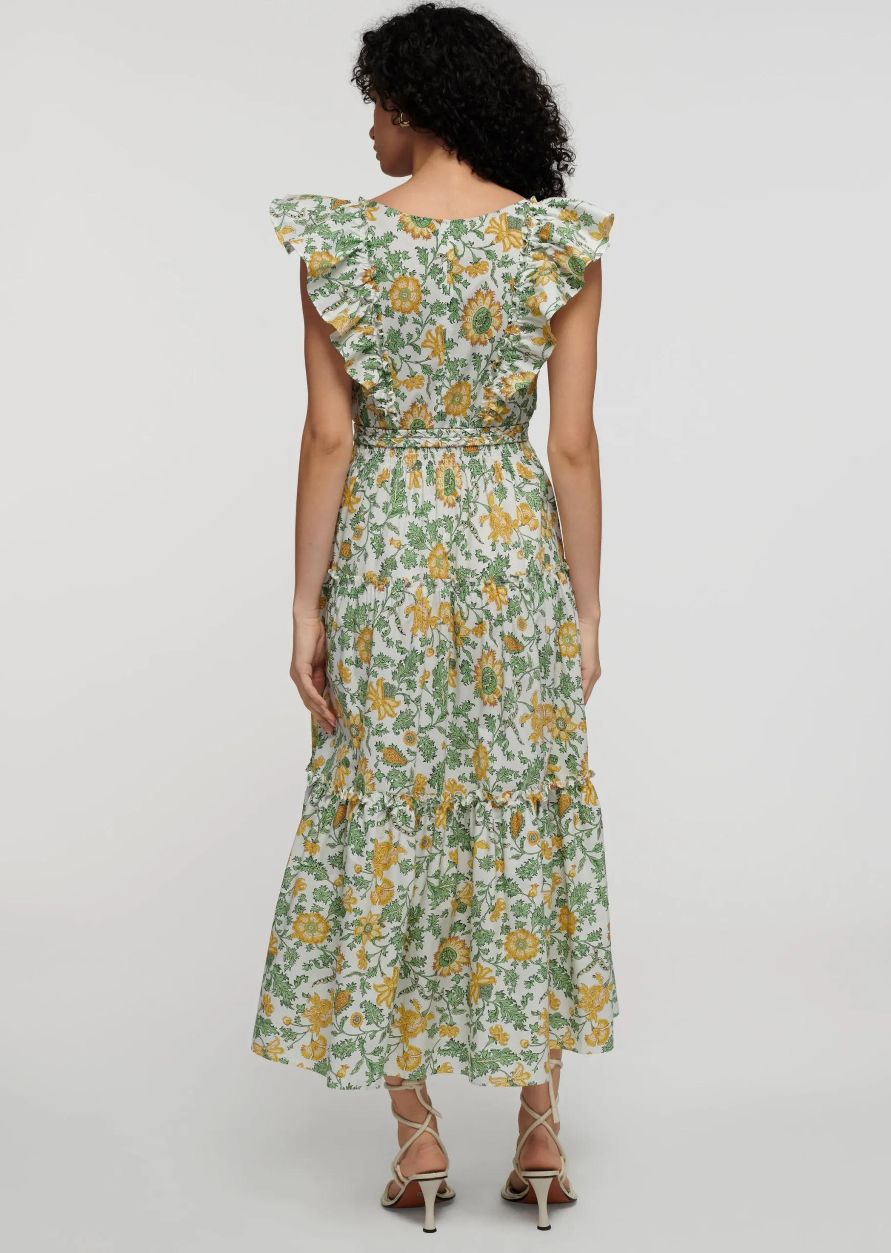 Derek Lam -Anastasia Ruffle Maxi Dress Yellow Multi
