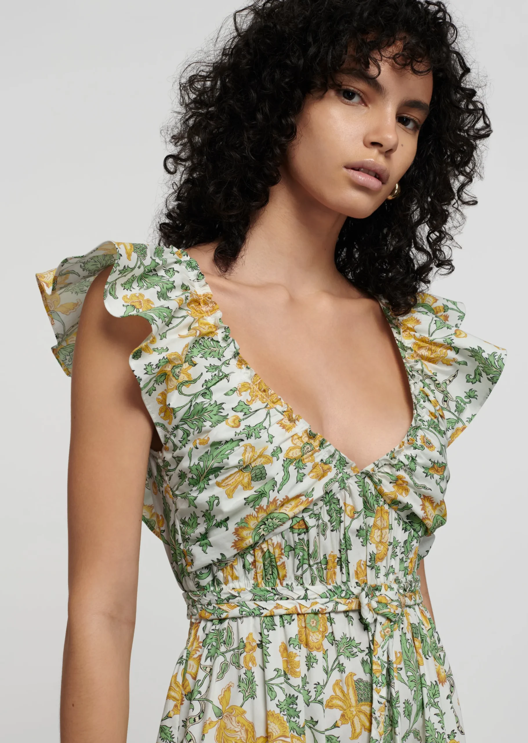 Derek Lam -Anastasia Ruffle Maxi Dress Yellow Multi