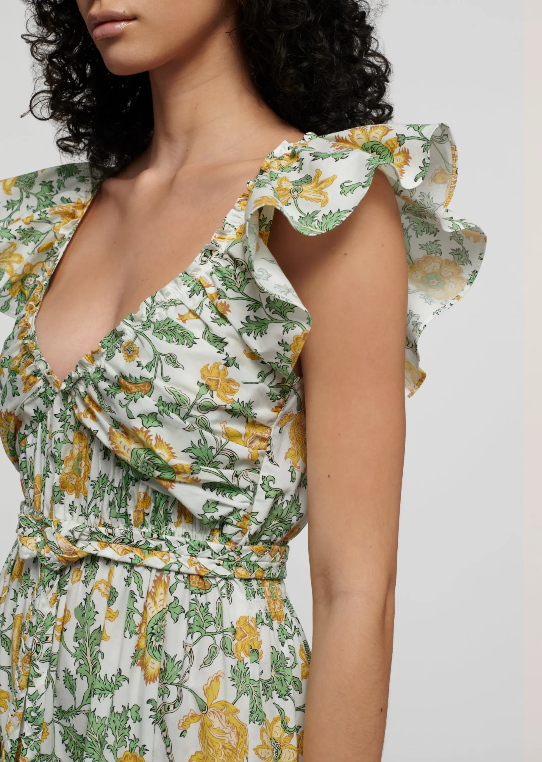 Derek Lam -Anastasia Ruffle Maxi Dress Yellow Multi