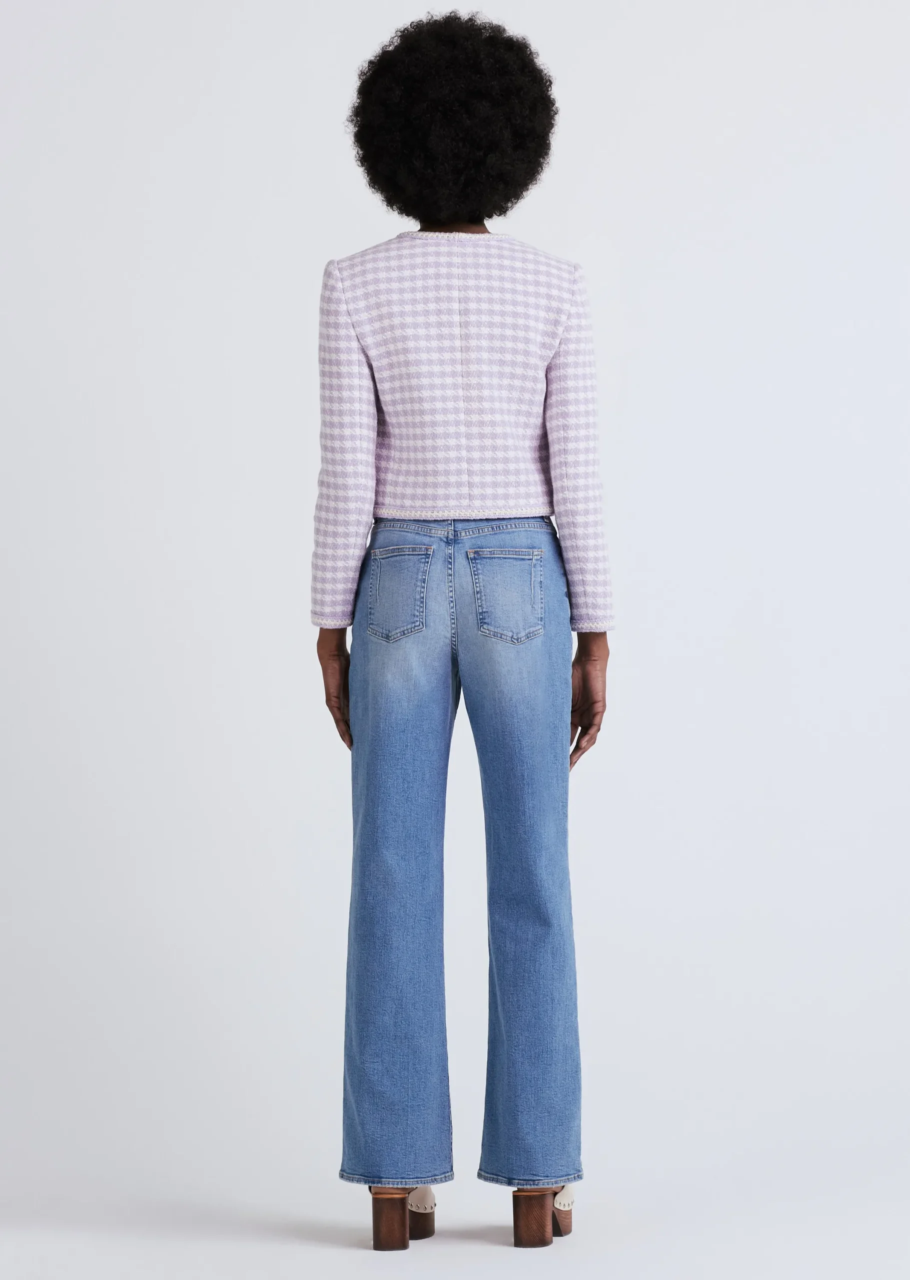 Derek Lam -Astrid V-Neck Crop Jacket Lavender-Ivory