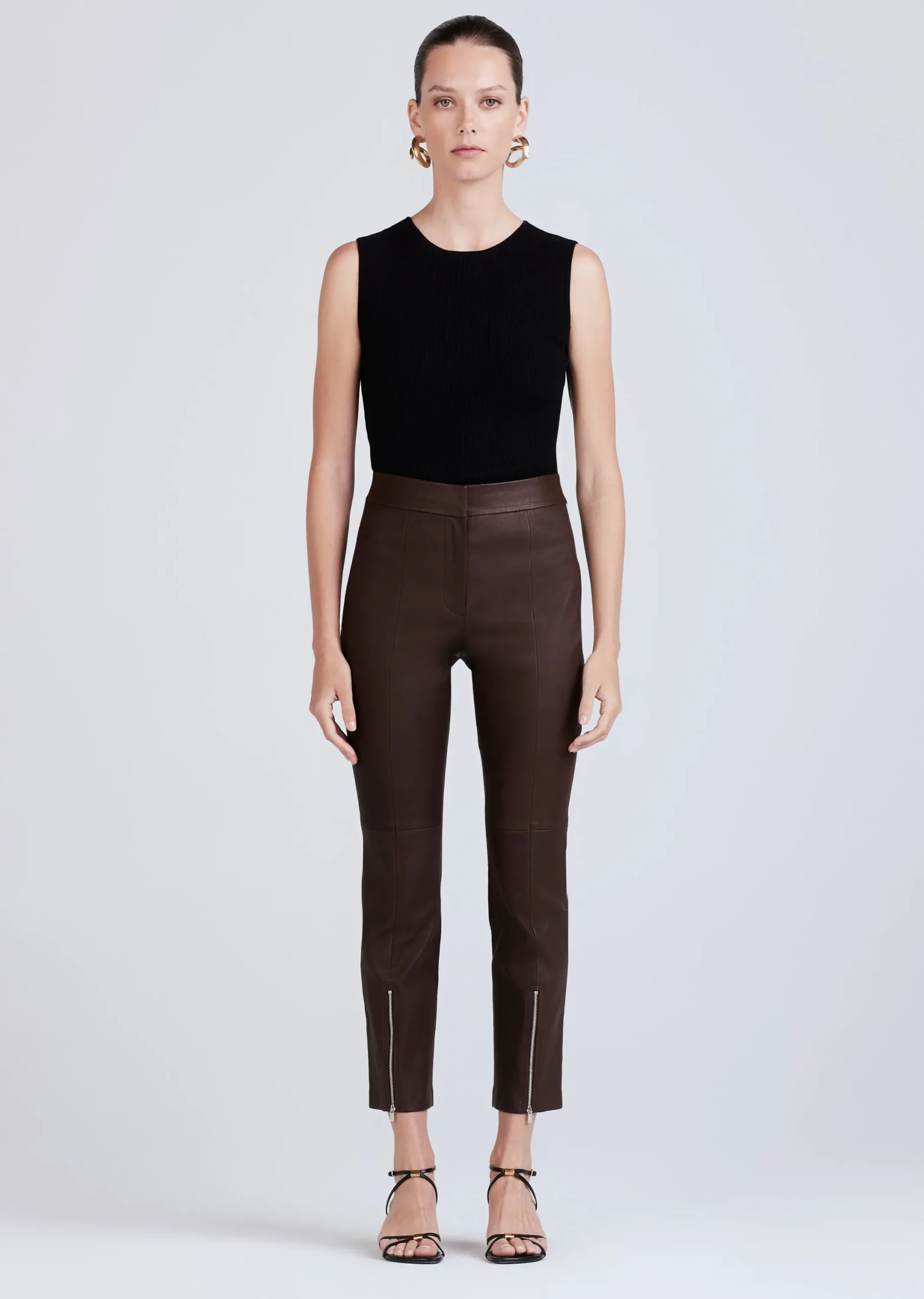 Derek Lam -Casimir Slim Zip Pants Chocolate