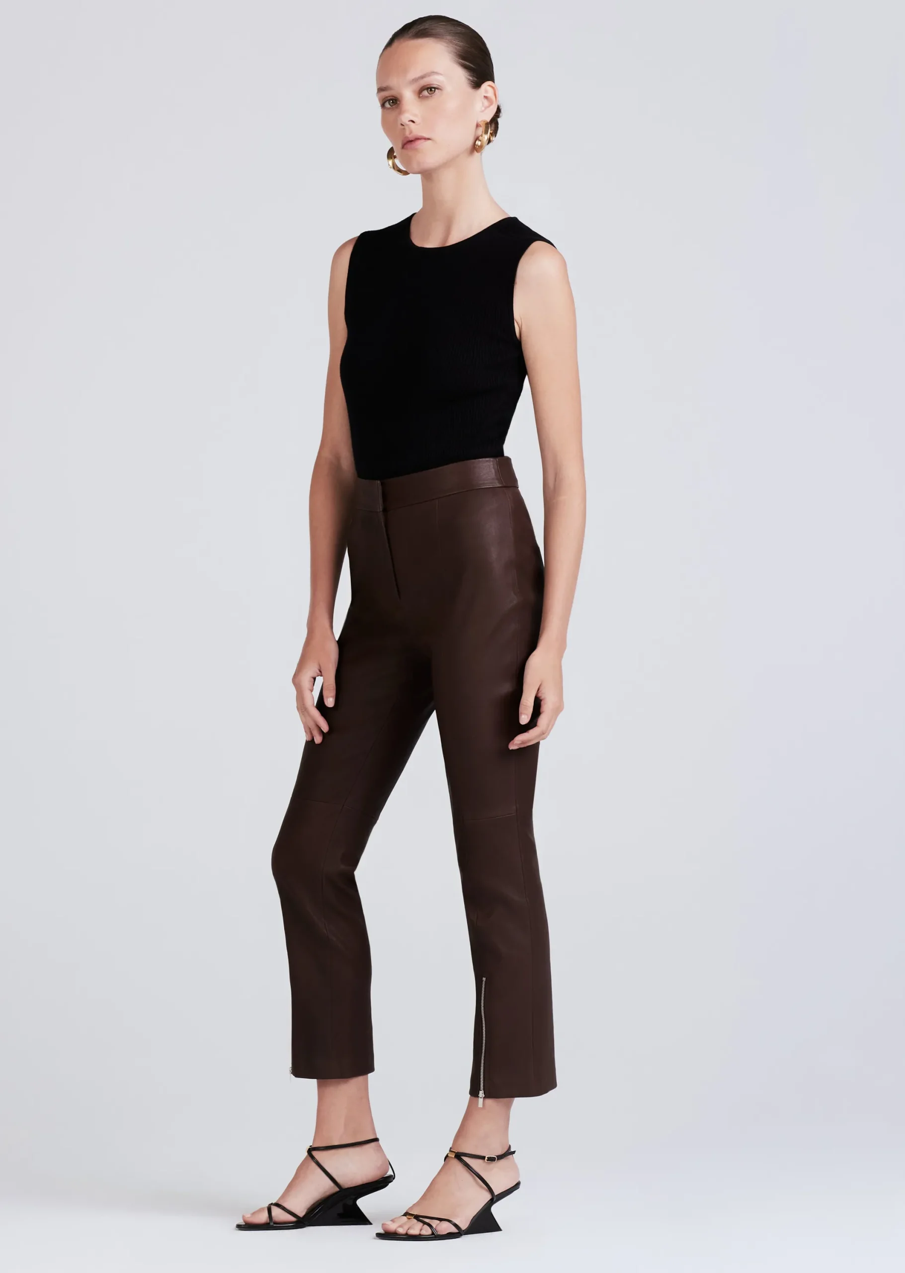 Derek Lam -Casimir Slim Zip Pants Chocolate