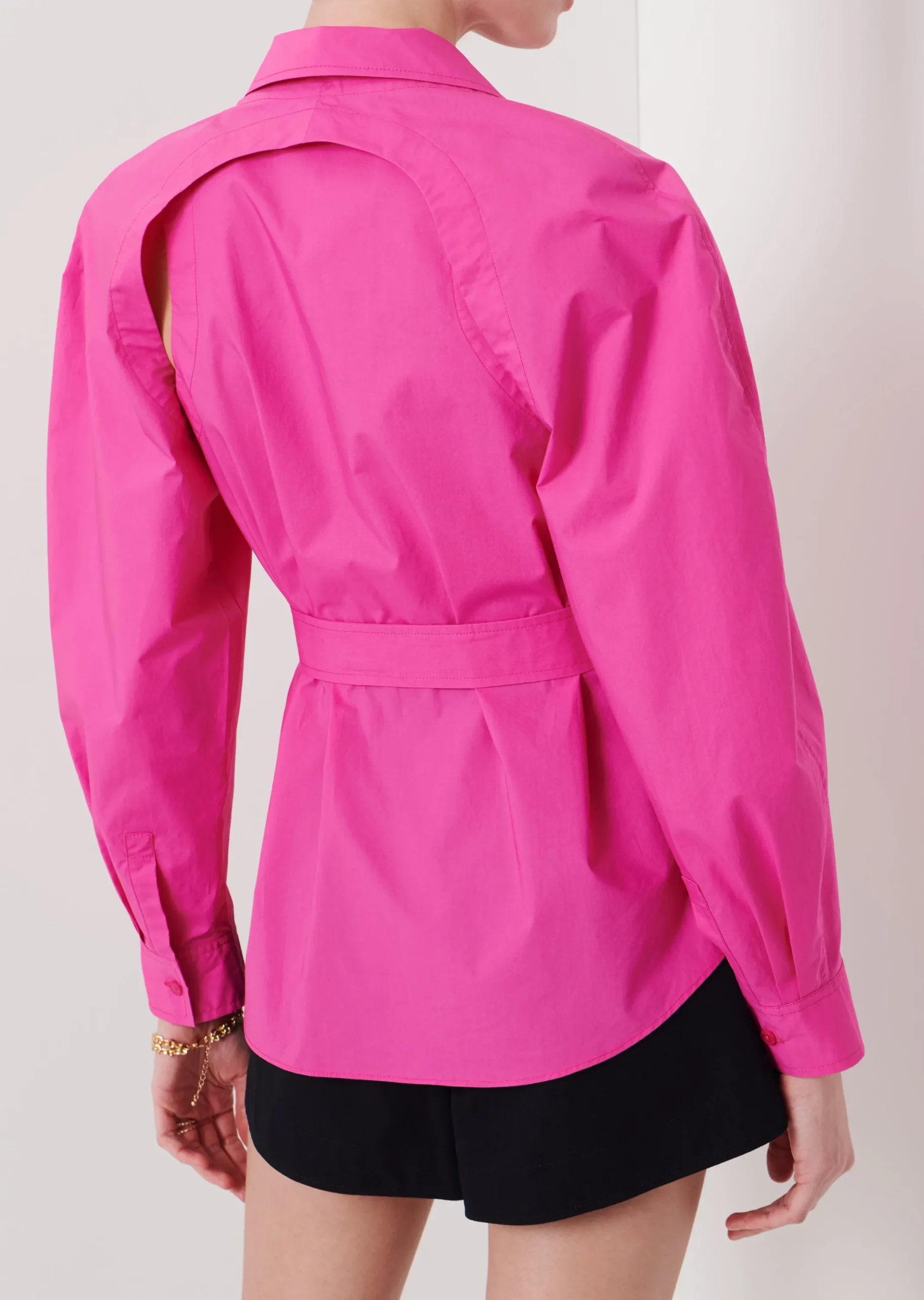 Derek Lam -Casper Bolero Sleeve Button Down Top Magenta