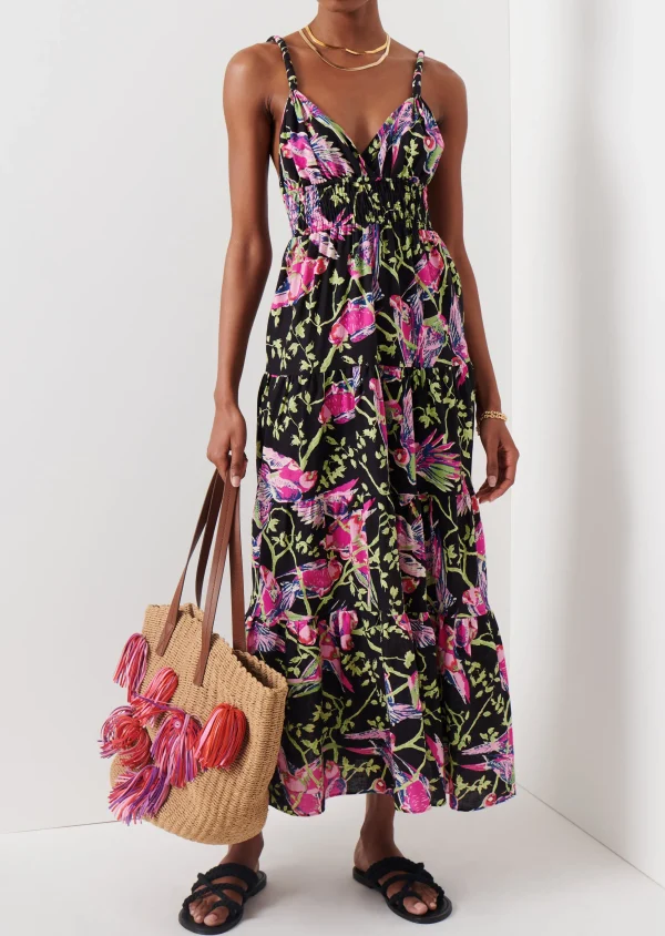 Derek Lam -Cecelia Tiered Maxi Dress Black Multi