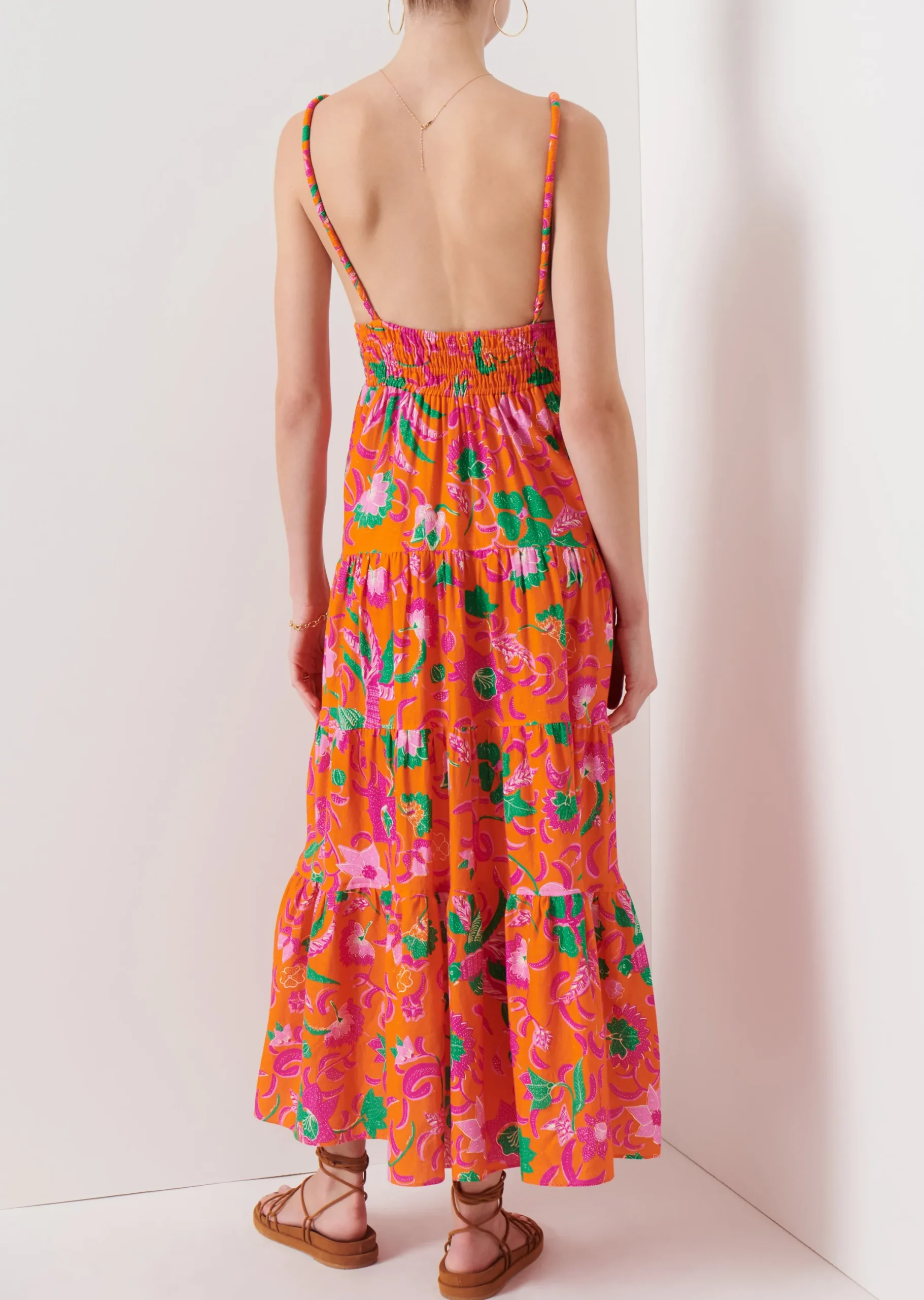 Derek Lam -Cecelia Tiered Maxi Dress Orange Multi