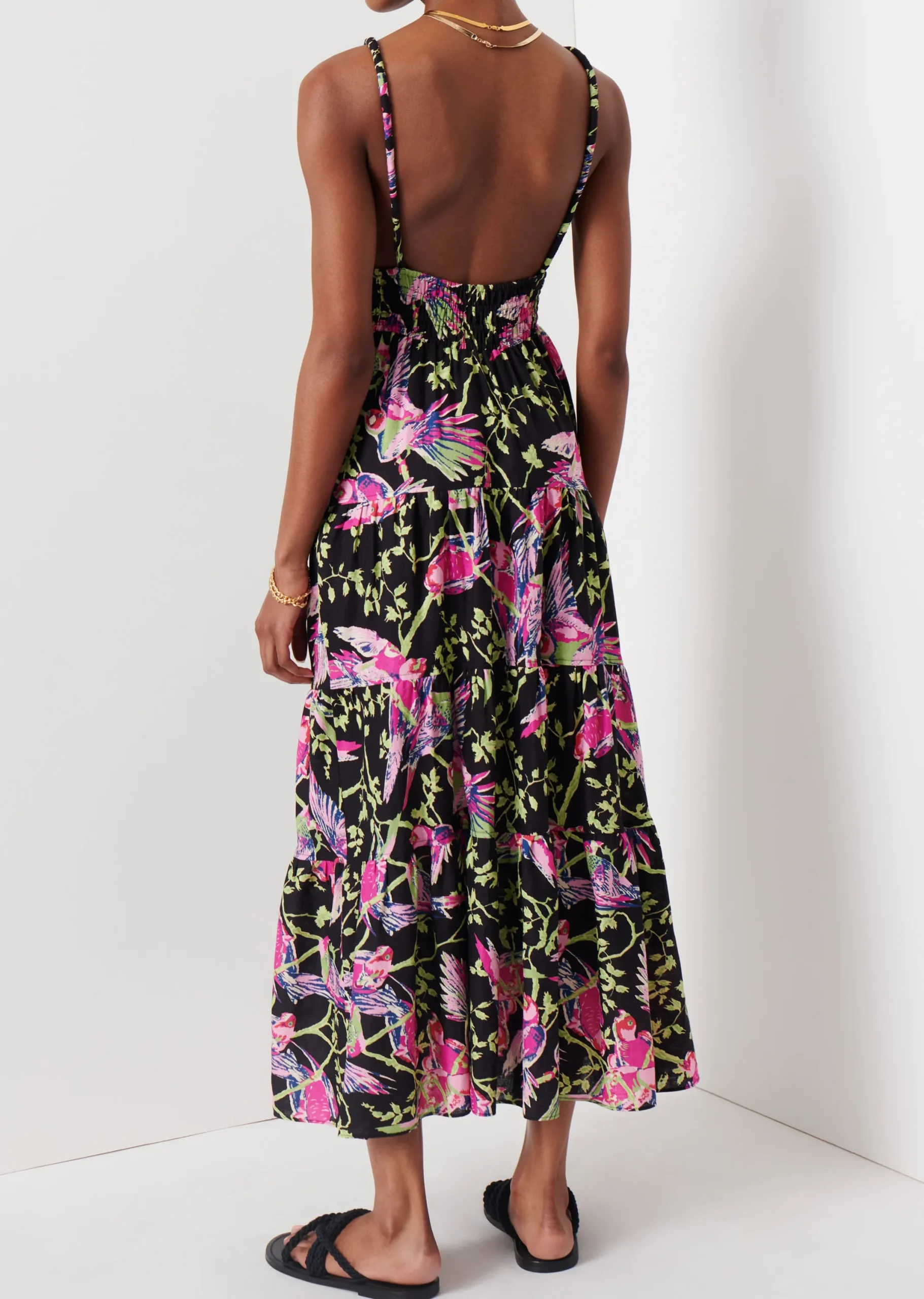 Derek Lam -Cecelia Tiered Maxi Dress Black Multi