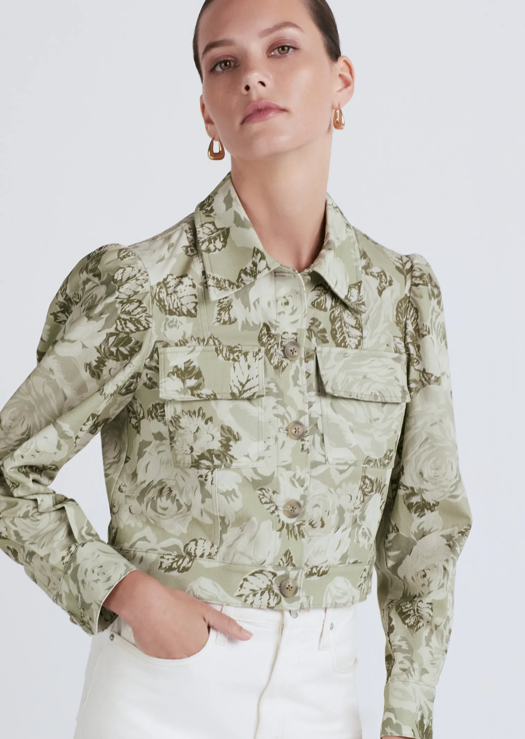 Derek Lam -Chloe Puff Sleeve Utility Jacket Ivy Multi