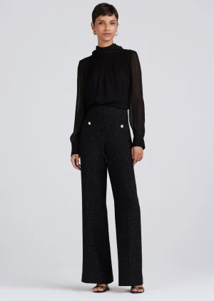 Derek Lam -Clemintine Wide Leg Pant Black-Silver