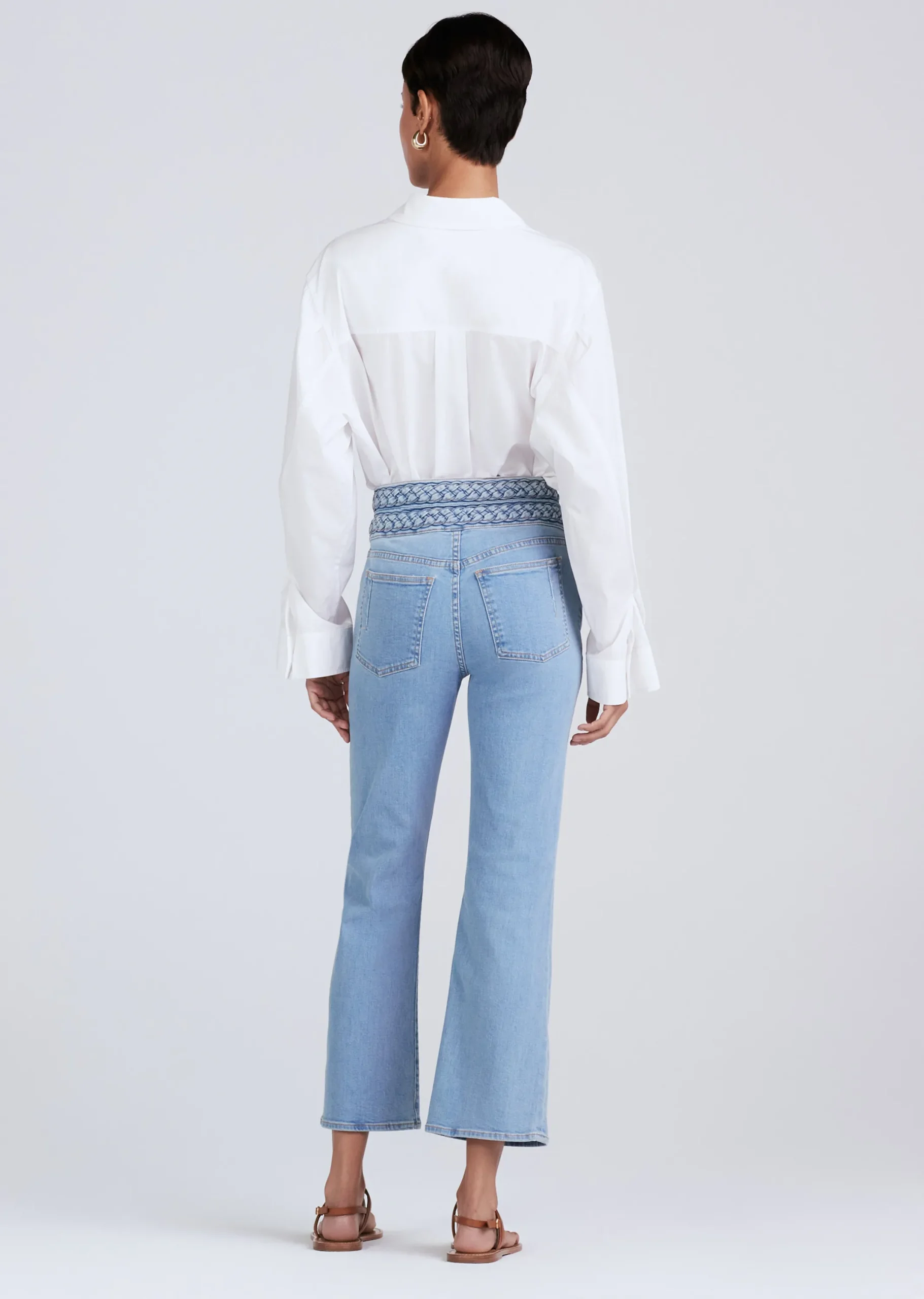 Derek Lam -Crosby Braided High Rise Crop Flare Dover Light