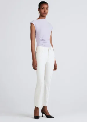 Derek Lam -Crosby High Rise Crop Flare W/ Pintuck Ivory