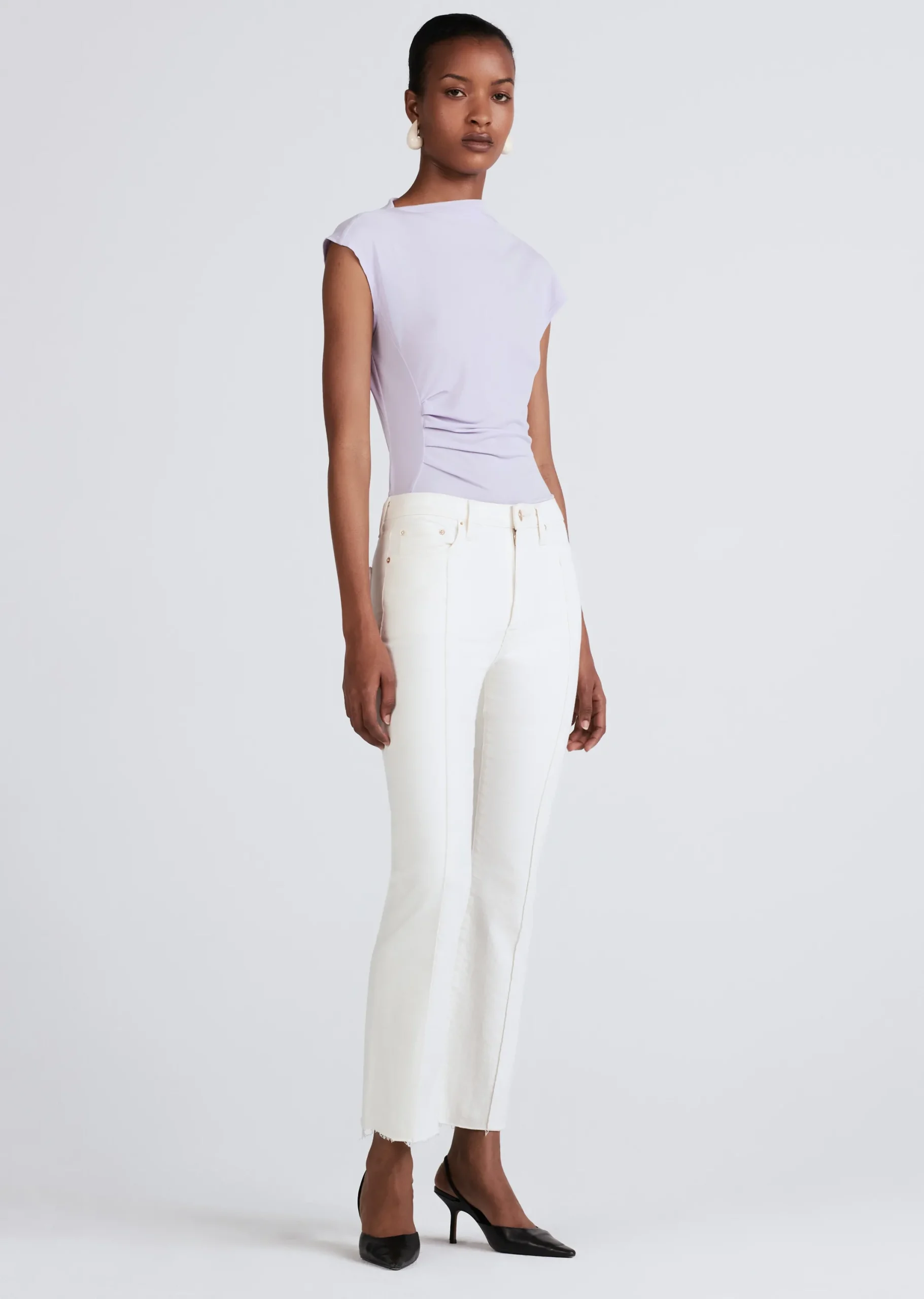 Derek Lam -Crosby High Rise Crop Flare W/ Pintuck Ivory