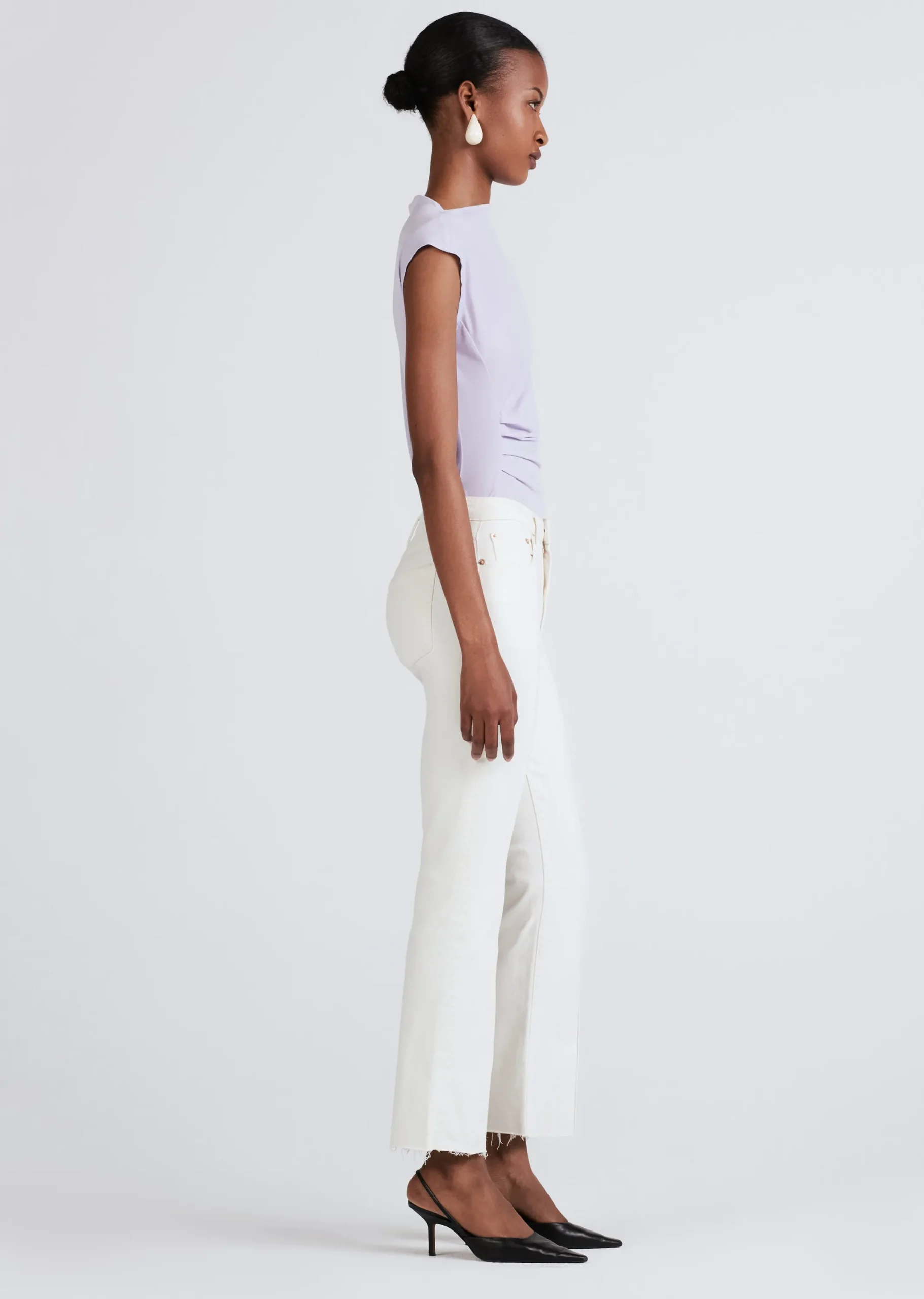 Derek Lam -Crosby High Rise Crop Flare W/ Pintuck Ivory