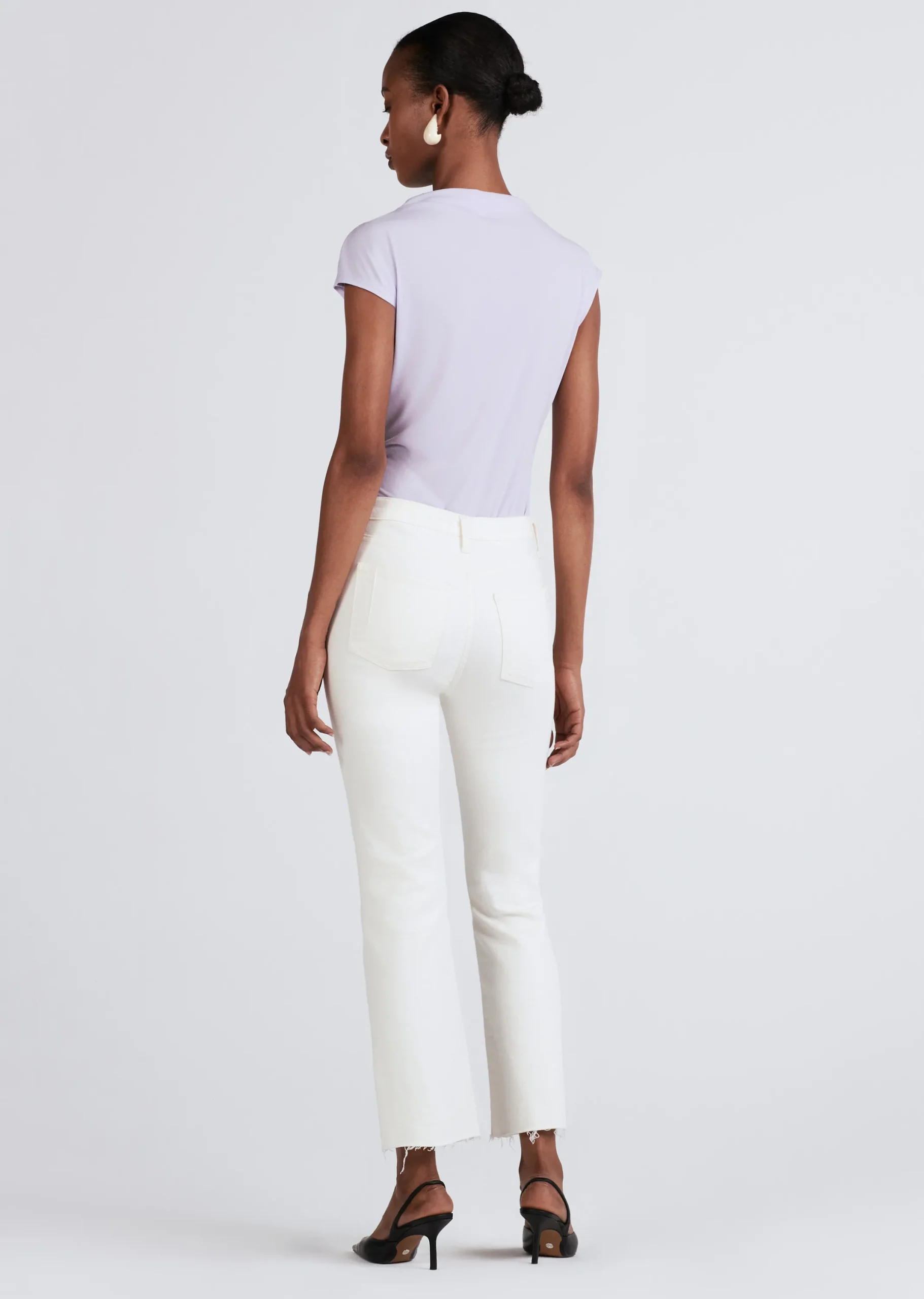 Derek Lam -Crosby High Rise Crop Flare W/ Pintuck Ivory