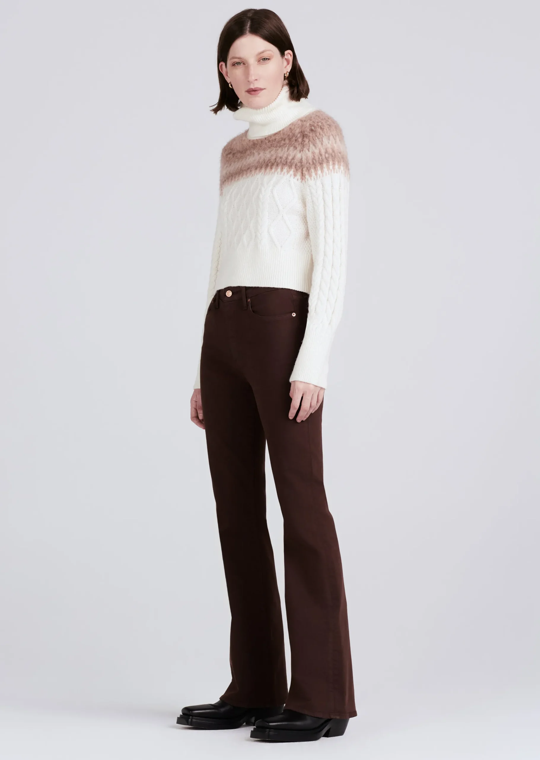 Derek Lam -Crosby High Rise Flare Jeans Chocolate Wash