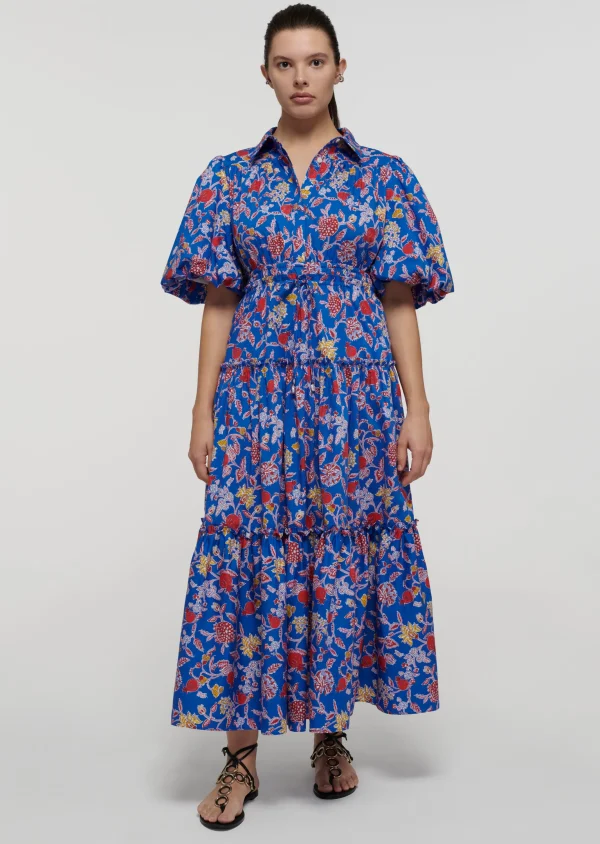 Derek Lam -Dahlia Balloon Sleeve Shirt Dress Blue Multi