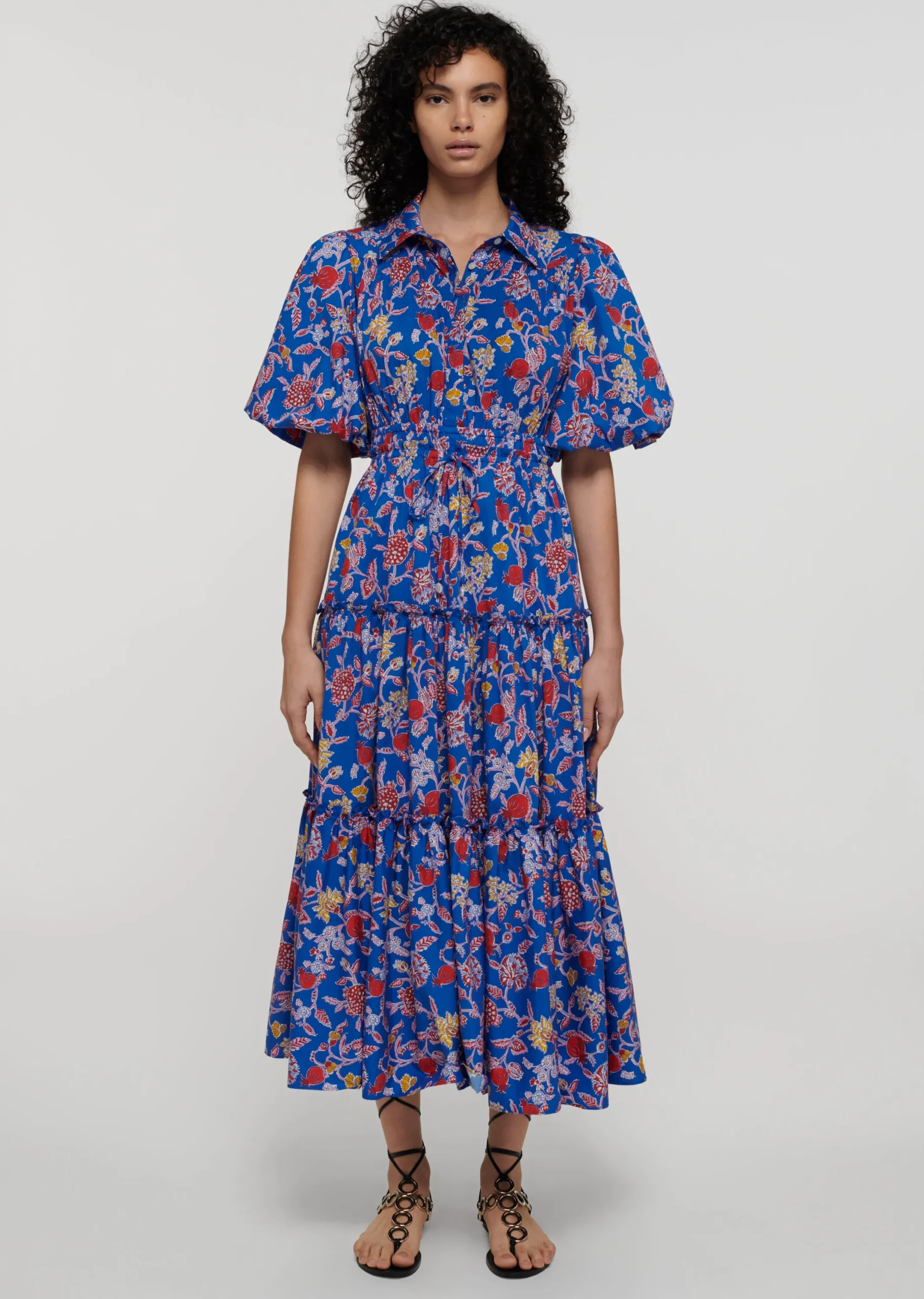 Derek Lam -Dahlia Balloon Sleeve Shirt Dress Blue Multi