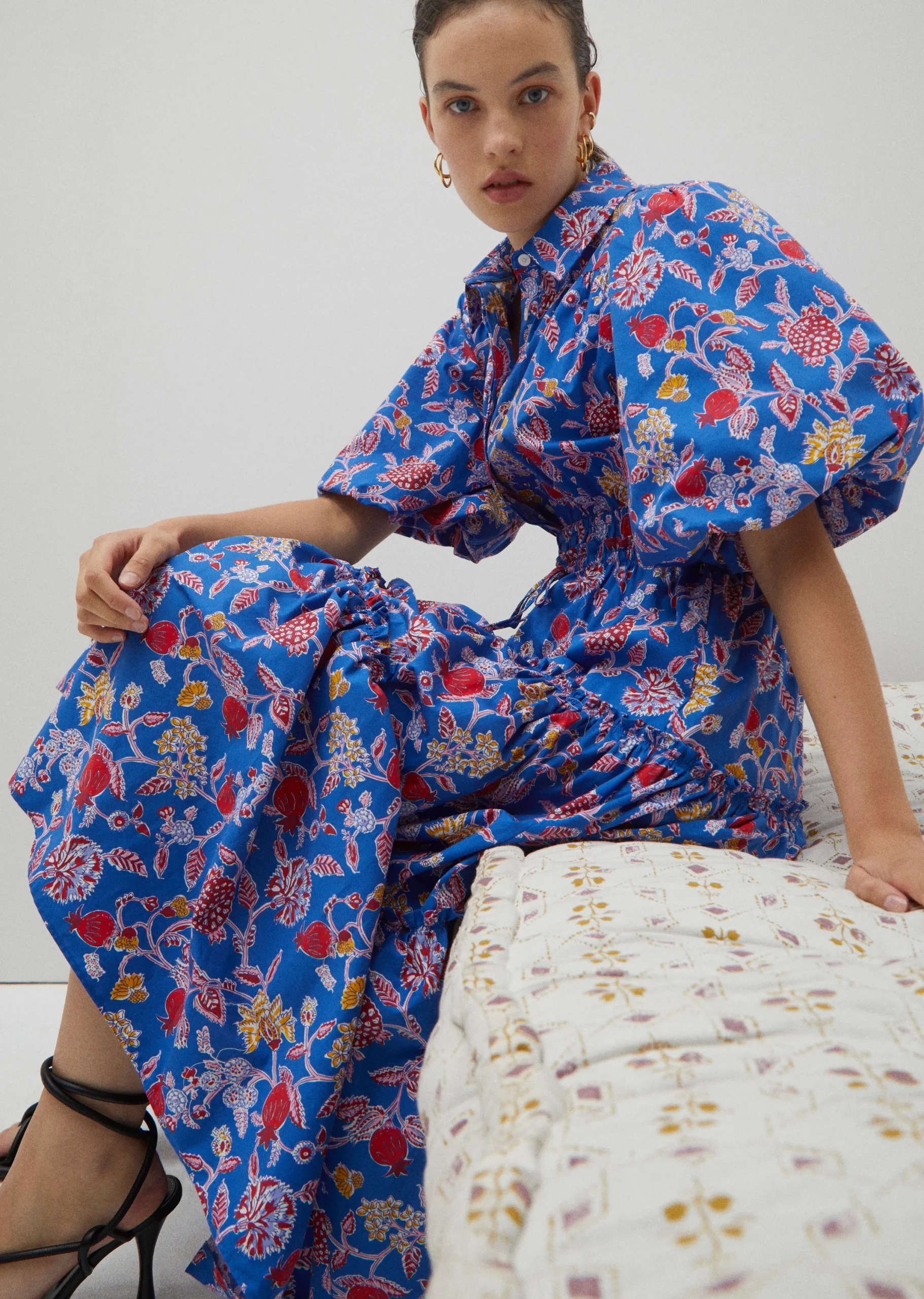 Derek Lam -Dahlia Balloon Sleeve Shirt Dress Blue Multi