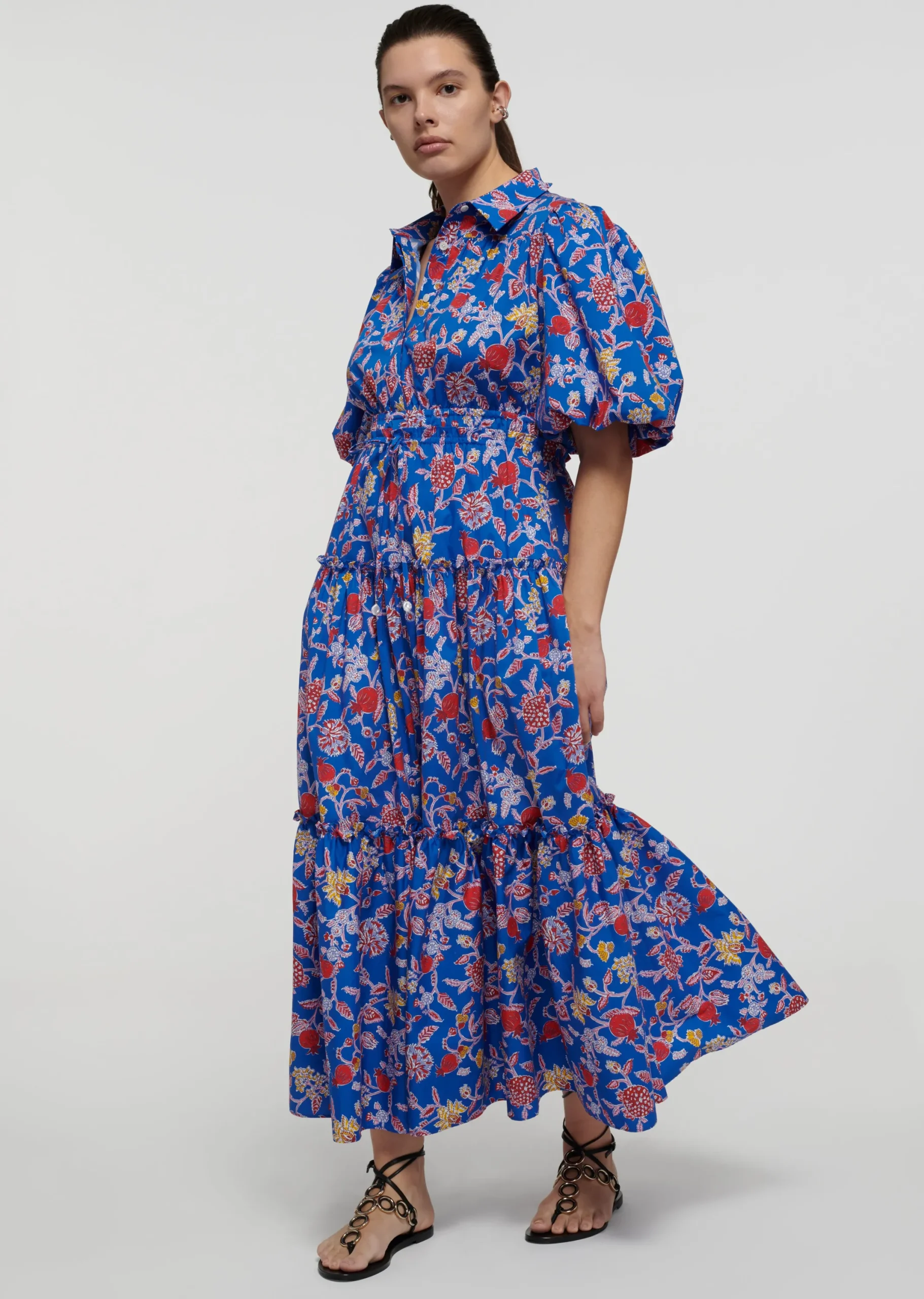 Derek Lam -Dahlia Balloon Sleeve Shirt Dress Blue Multi