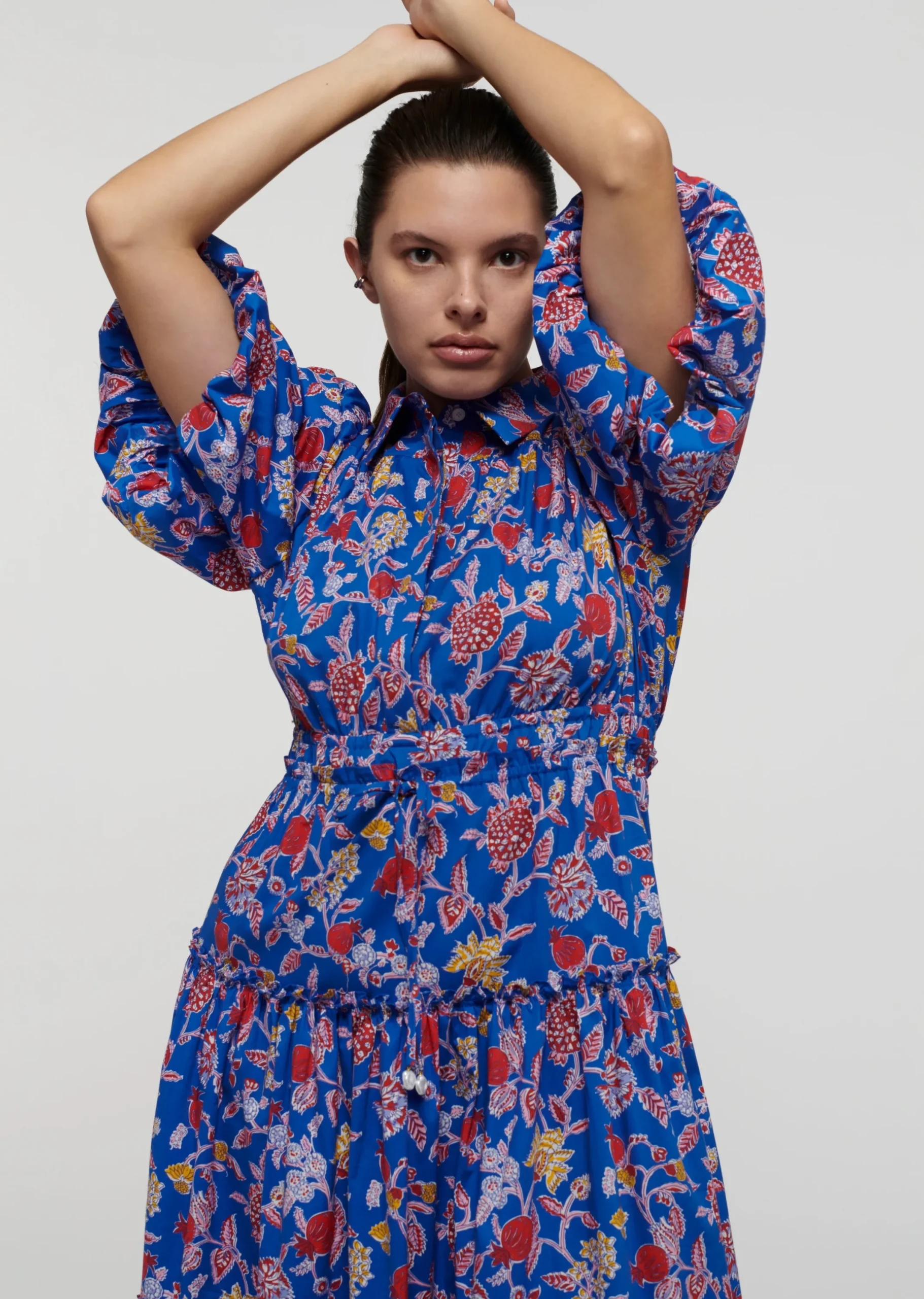Derek Lam -Dahlia Balloon Sleeve Shirt Dress Blue Multi