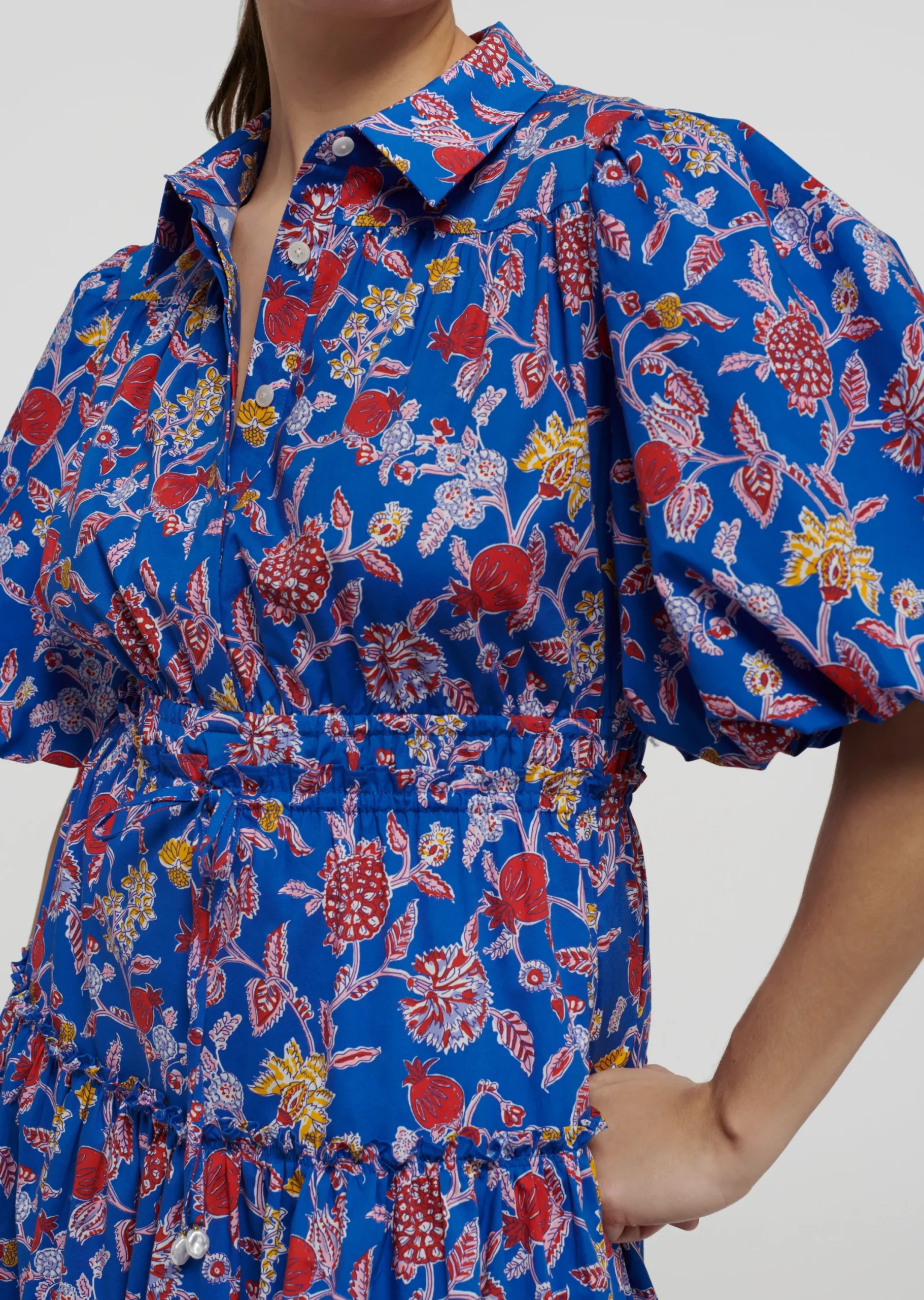 Derek Lam -Dahlia Balloon Sleeve Shirt Dress Blue Multi