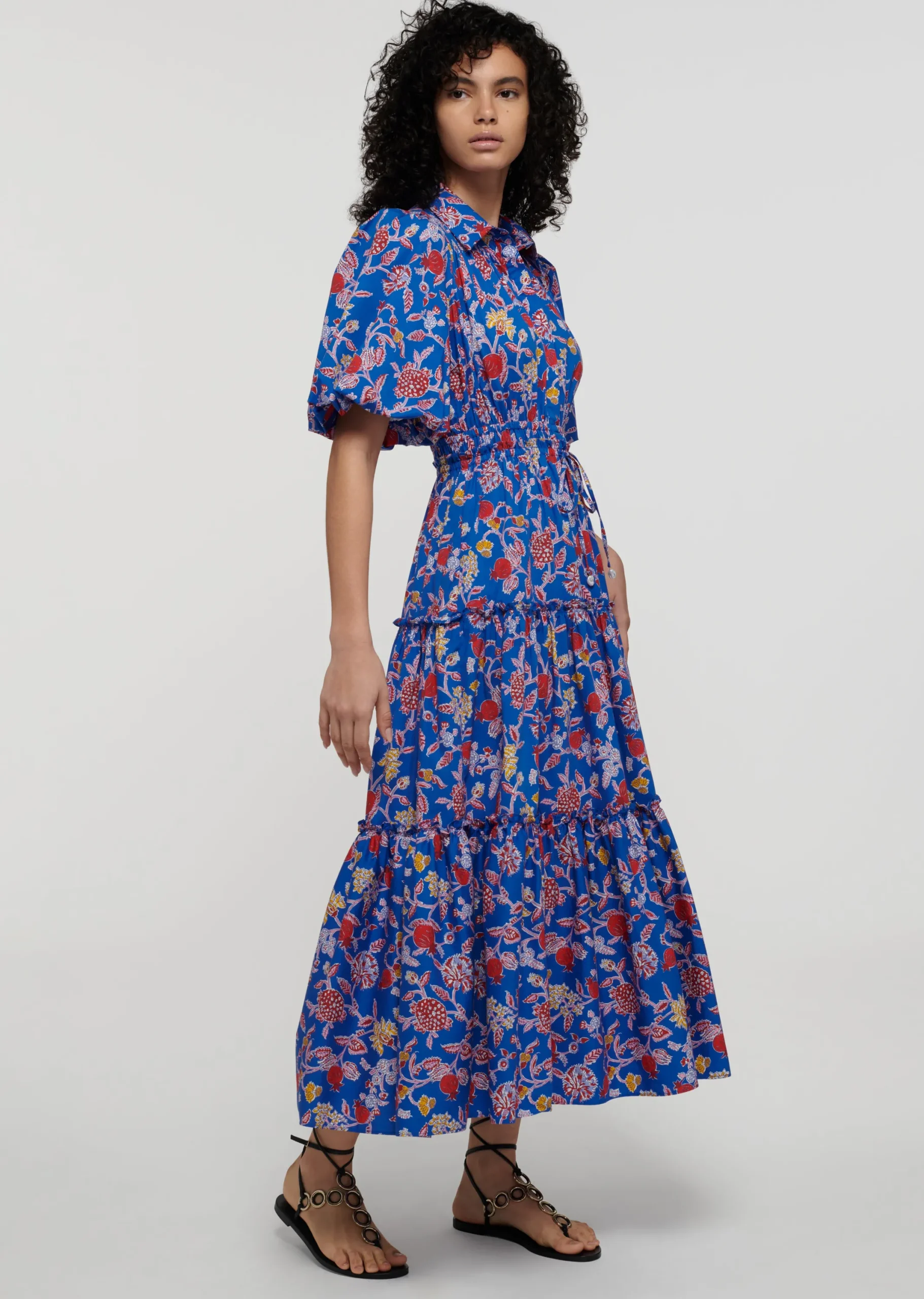 Derek Lam -Dahlia Balloon Sleeve Shirt Dress Blue Multi
