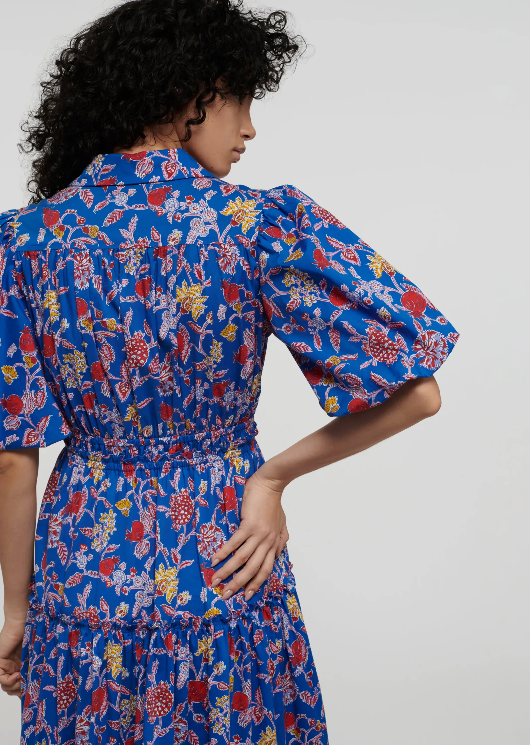 Derek Lam -Dahlia Balloon Sleeve Shirt Dress Blue Multi