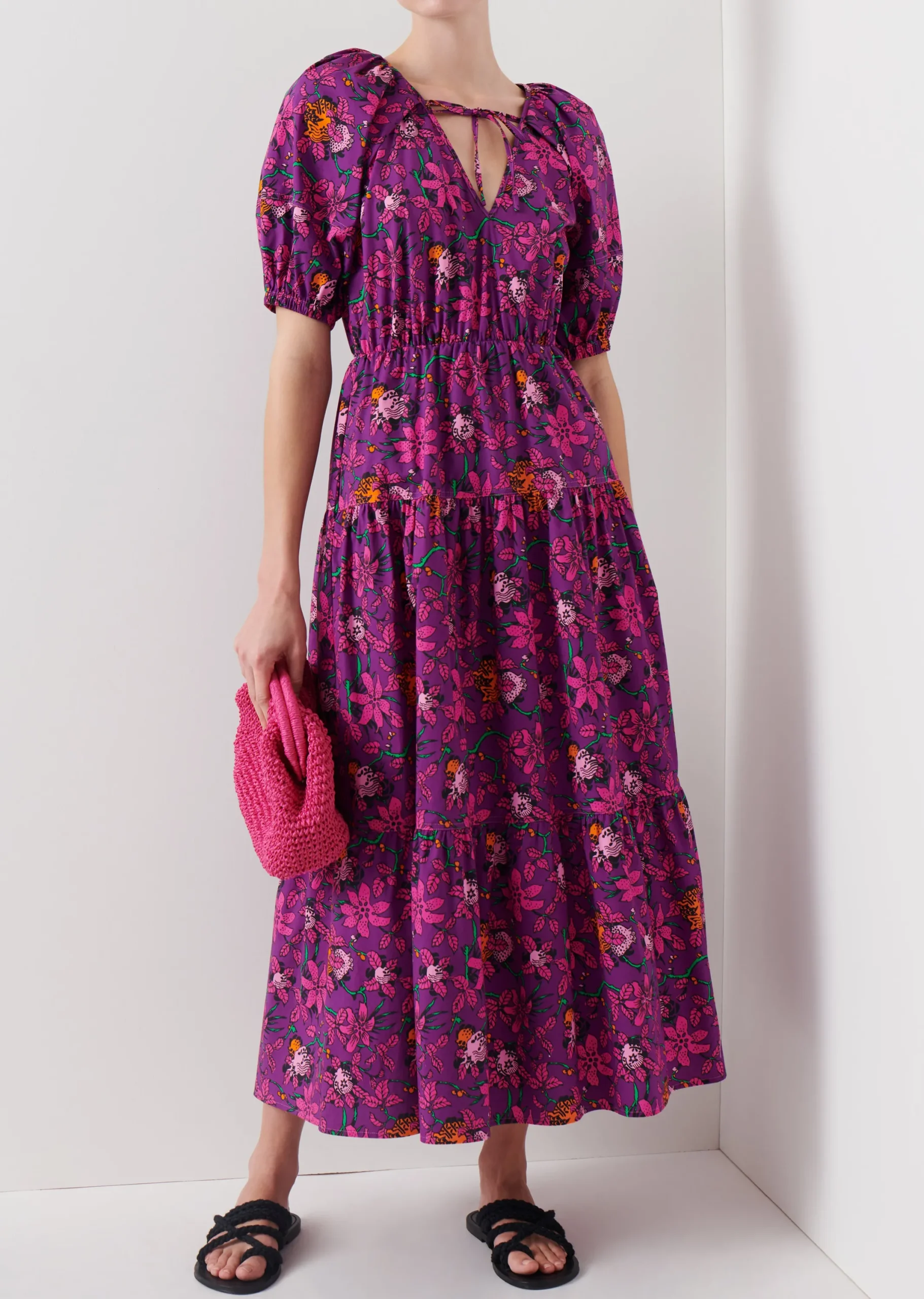 Derek Lam -Dallas Puff Sleeve Dress Purple Multi