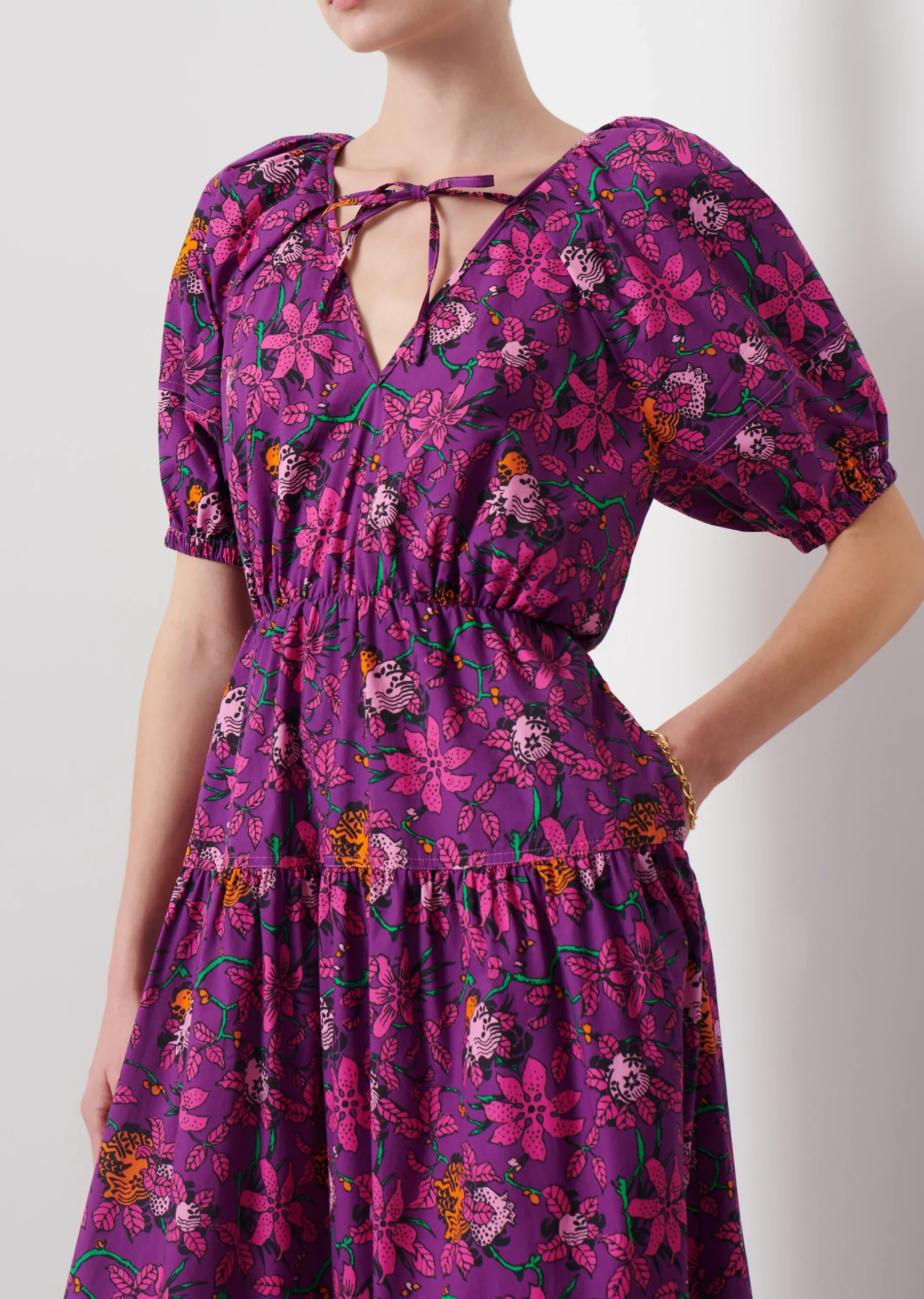 Derek Lam -Dallas Puff Sleeve Dress Purple Multi