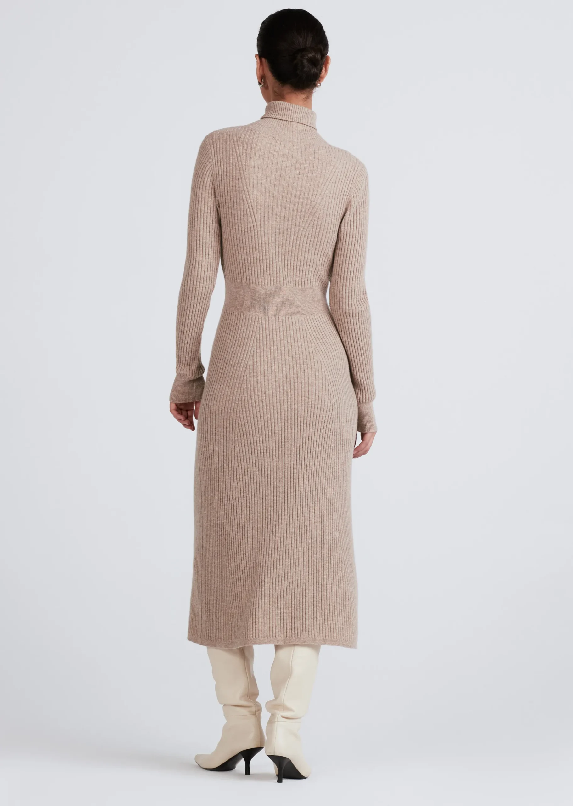 Derek Lam -Diana Turtleneck Dress Light Taupe Melange