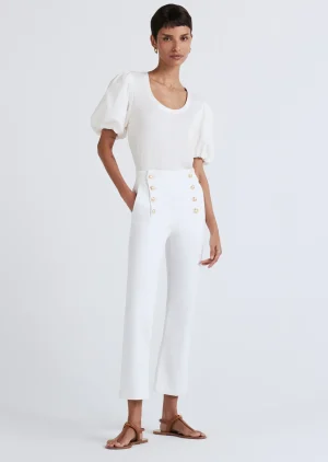 Derek Lam -Elle Sailor Crop Flare Jeans White