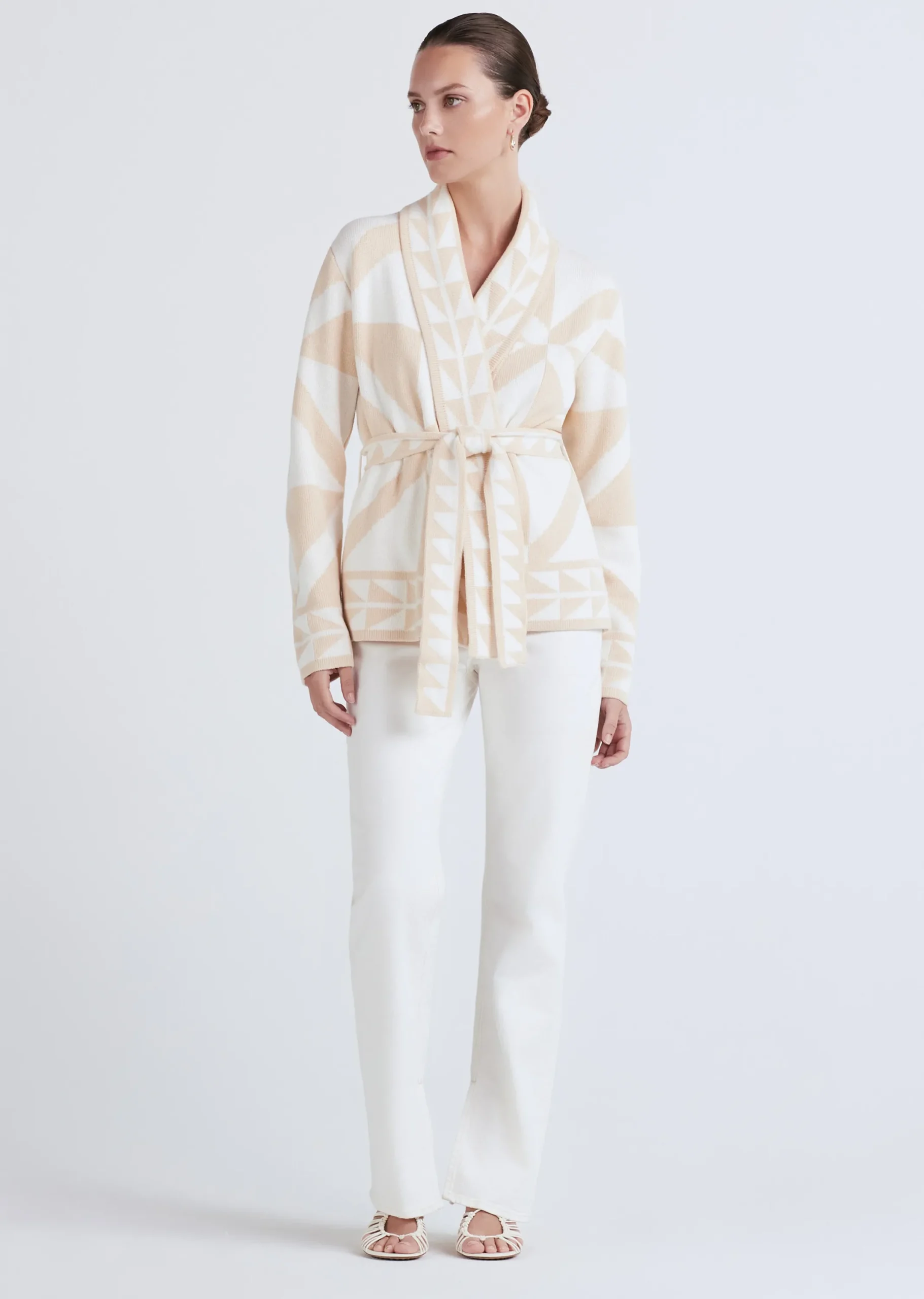 Derek Lam -Elowen Shawl Collar Cardigan Ecru-Ivory