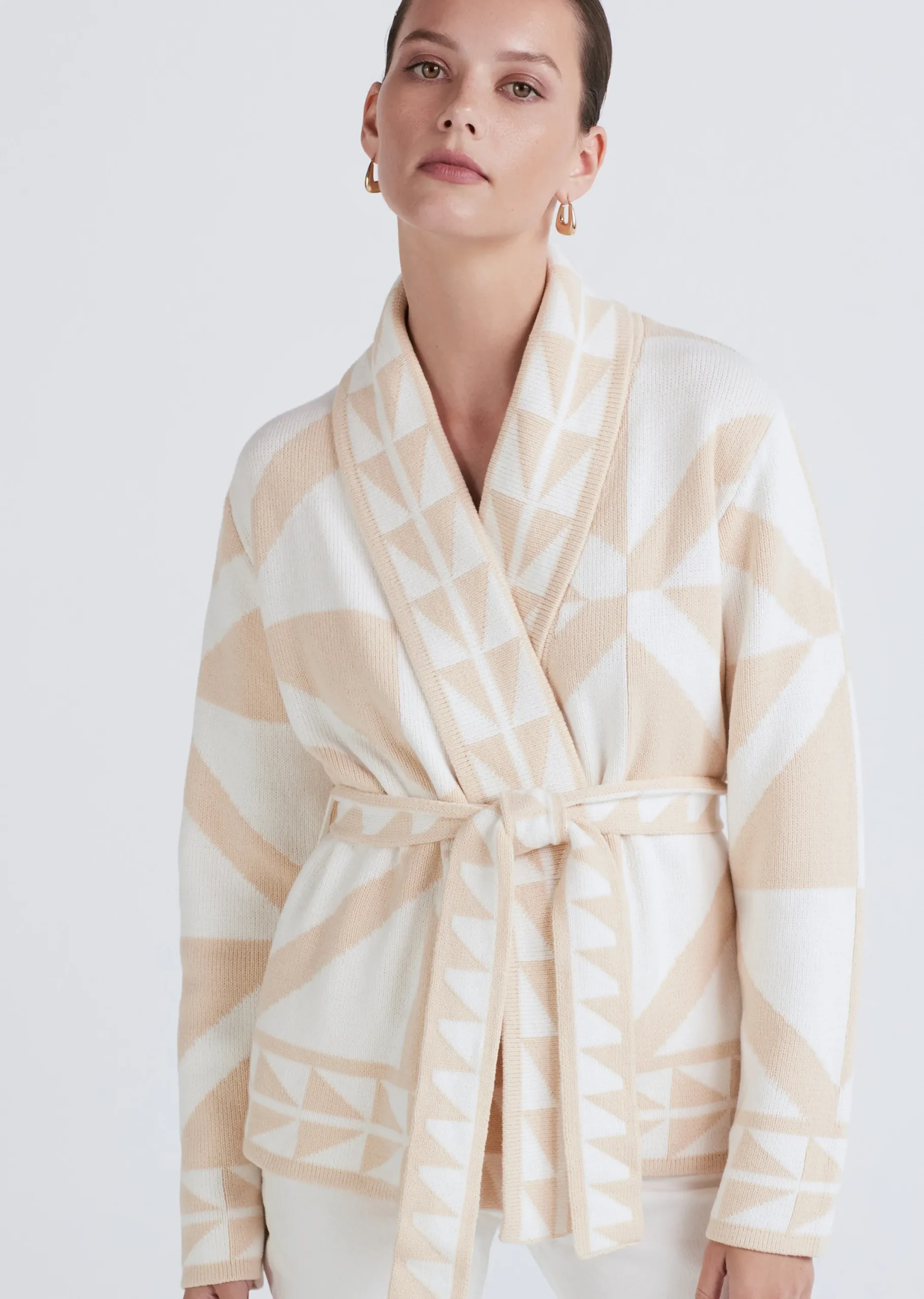 Derek Lam -Elowen Shawl Collar Cardigan Ecru-Ivory