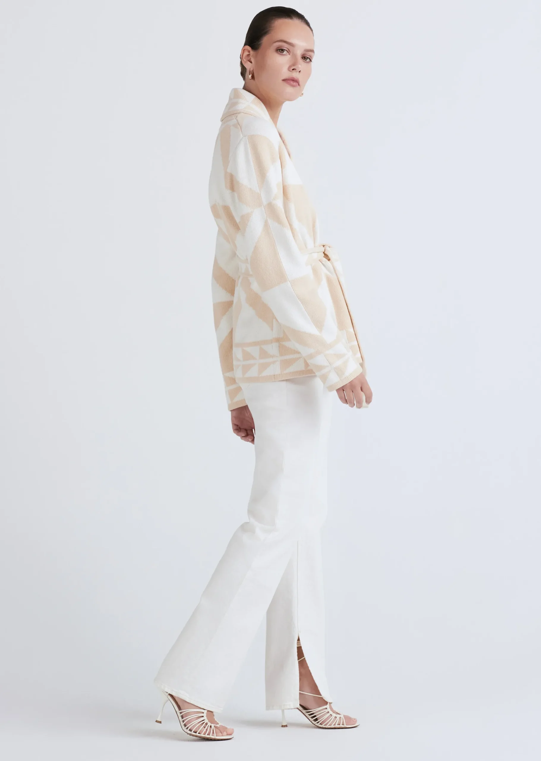 Derek Lam -Elowen Shawl Collar Cardigan Ecru-Ivory