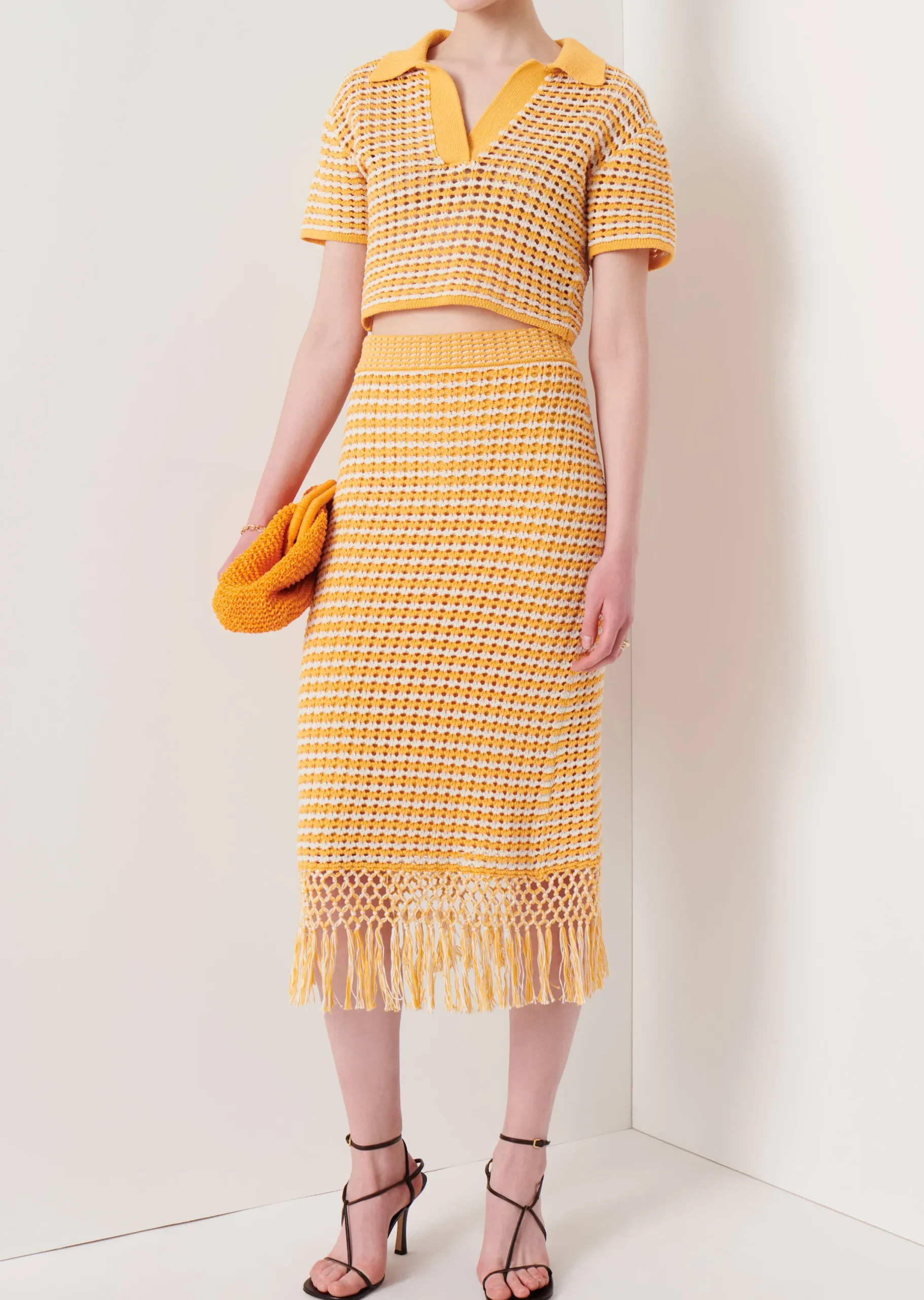 Derek Lam -Emerie Fringe Skirt Golden Orange