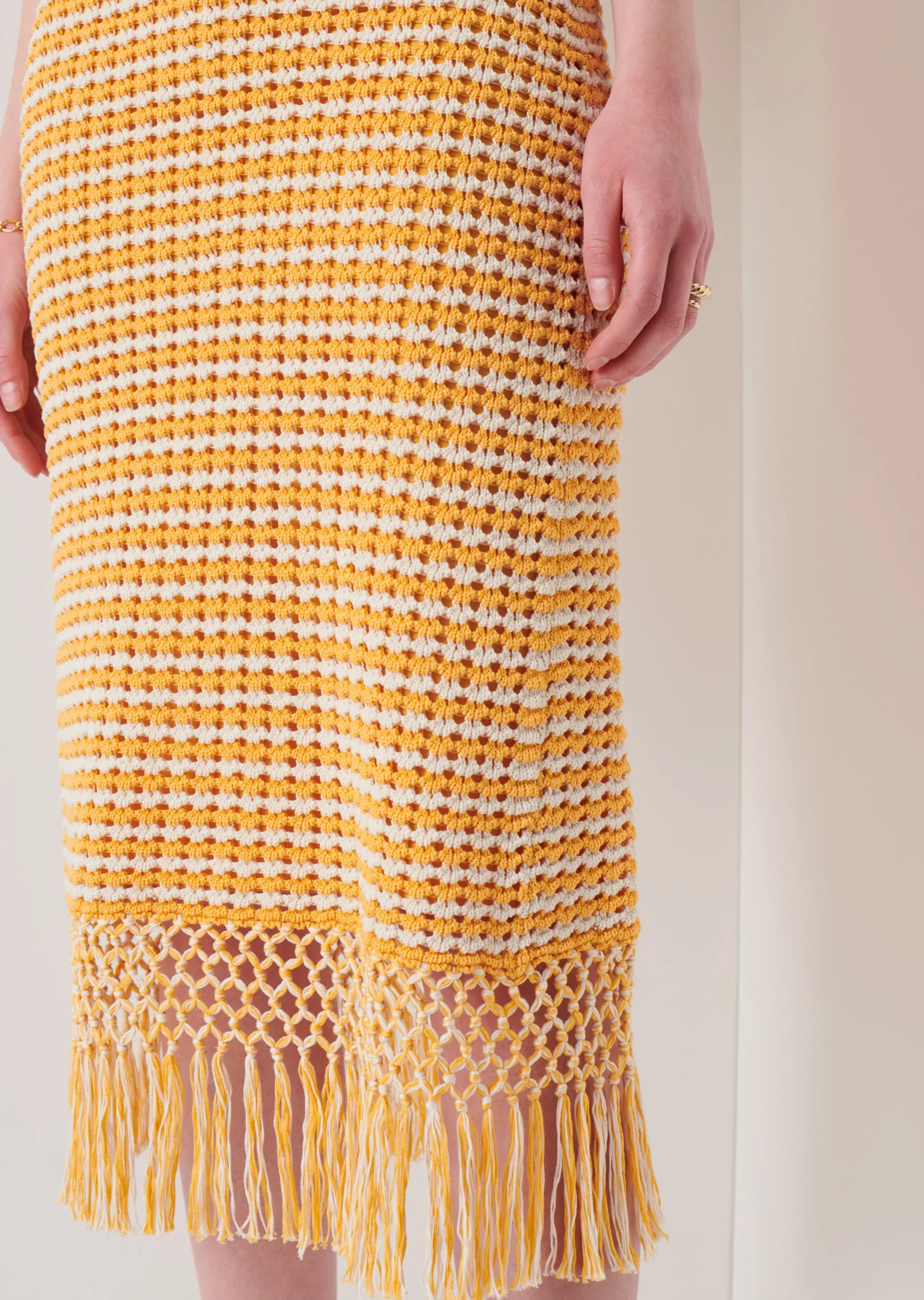 Derek Lam -Emerie Fringe Skirt Golden Orange