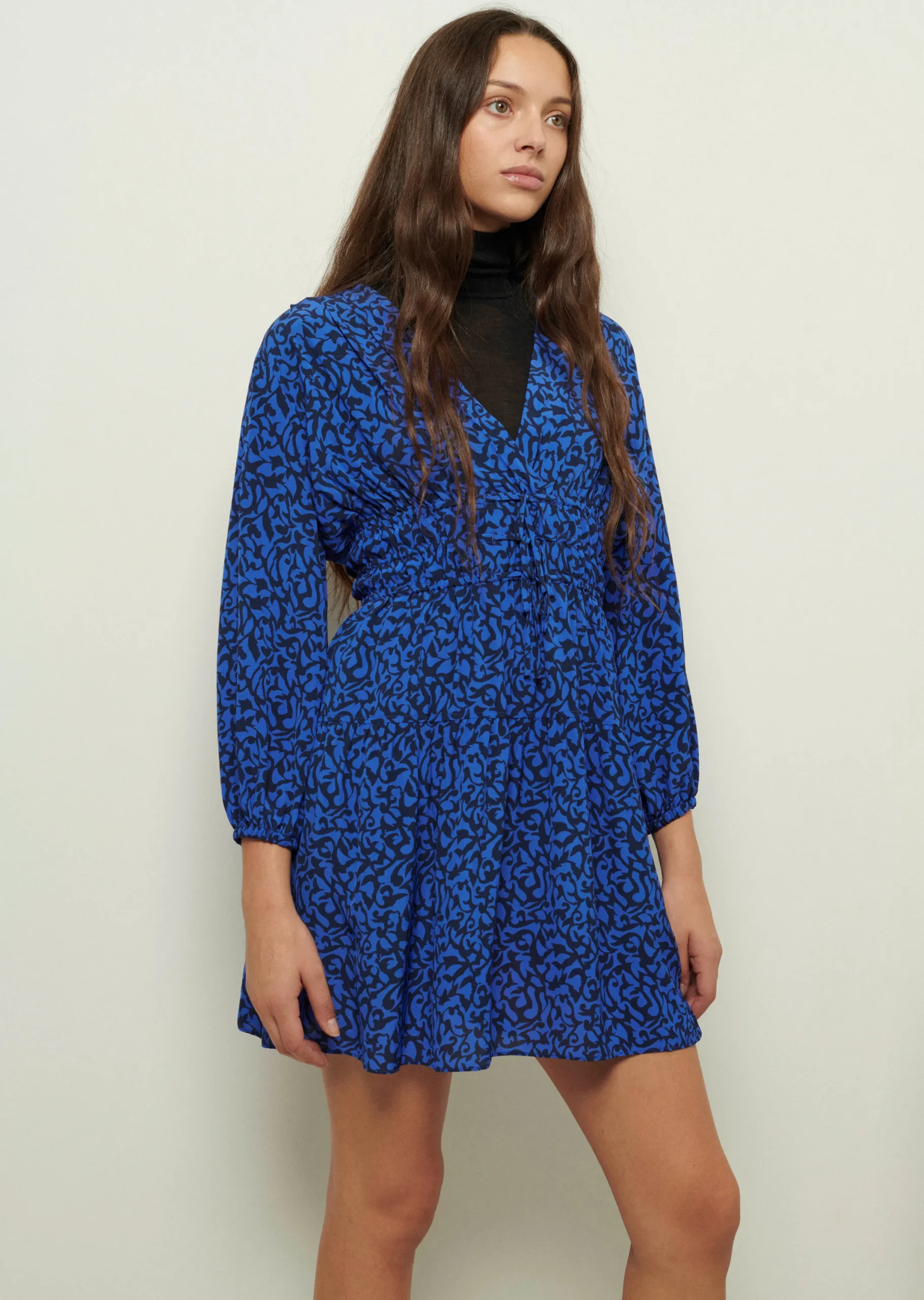 Derek Lam -Emma V-Neck Dress Cobalt Multi