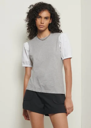 Derek Lam -Eva Puff Sleeve T-Shirt Grey Melange