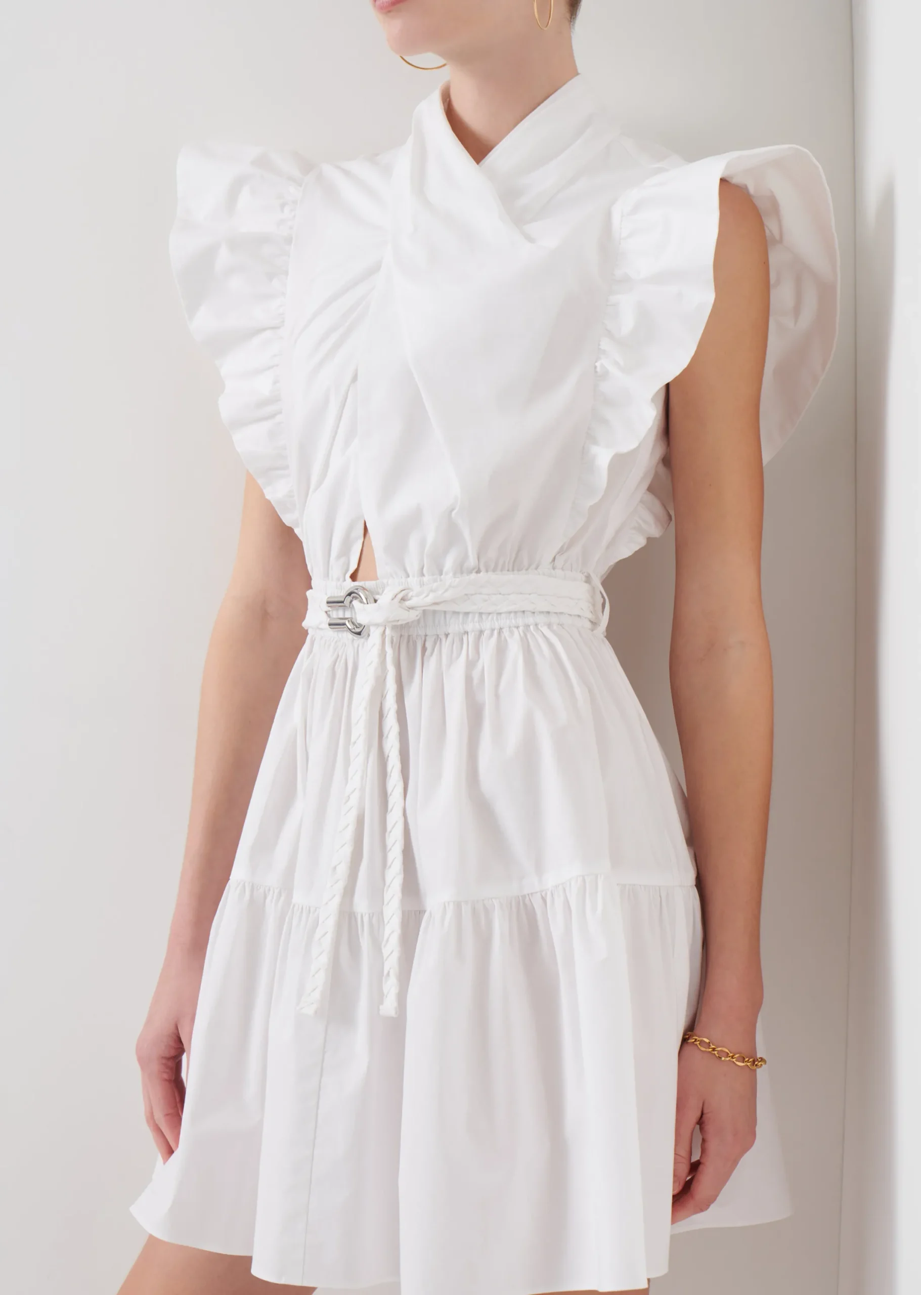 Derek Lam -Finn Ruffle Wrap Dress White