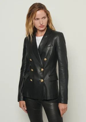 Derek Lam -Franklin Double Breasted Jacket Black Leather