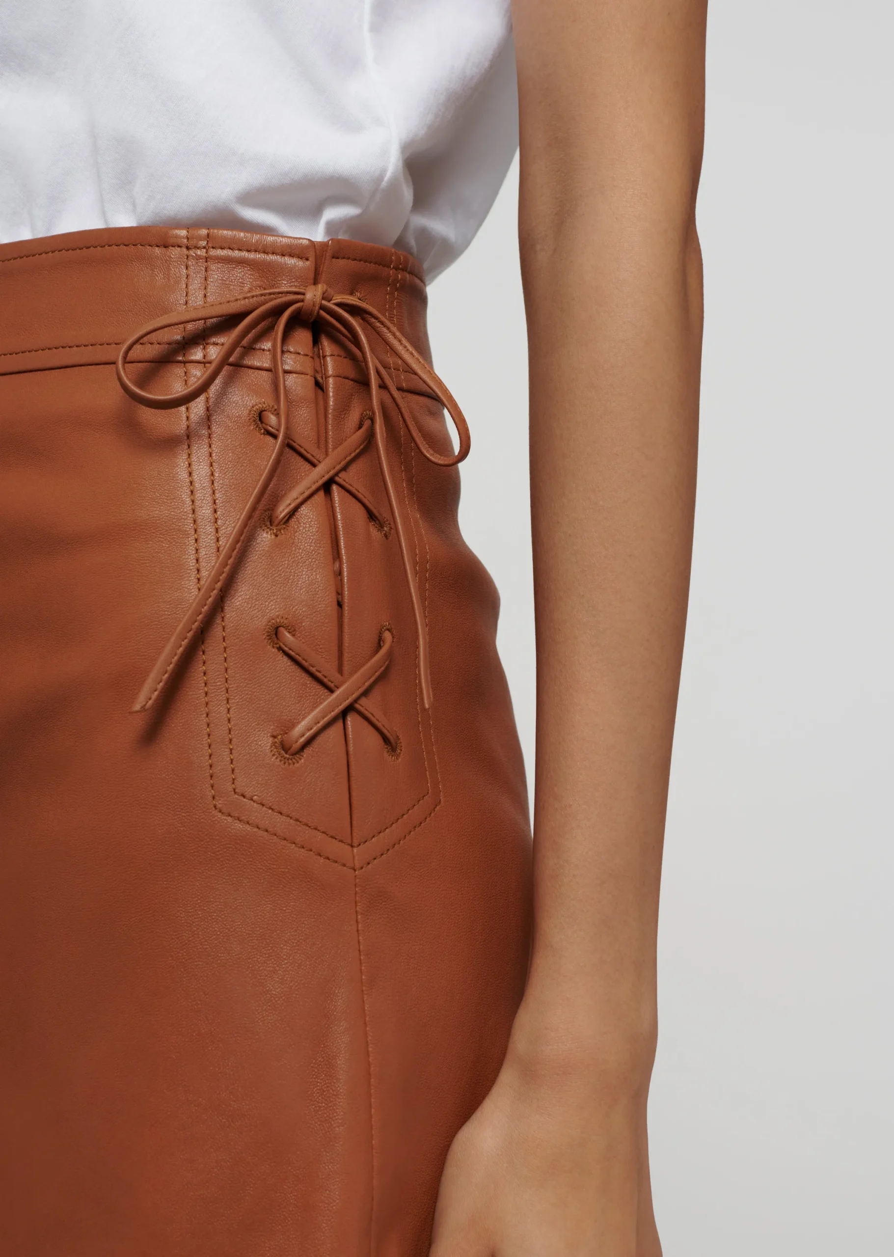 Derek Lam -Gina Lace Up Skirt Luggage