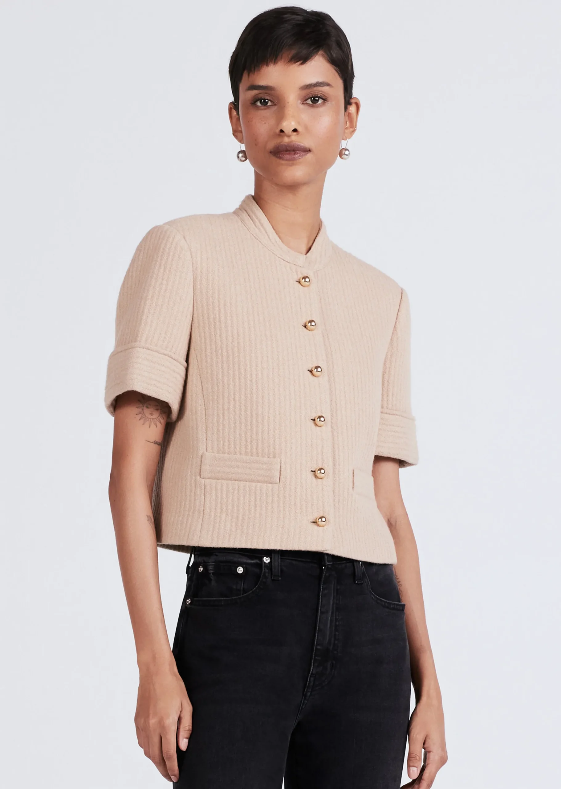 Derek Lam -Grace Short Sleeve Jacket Limestone