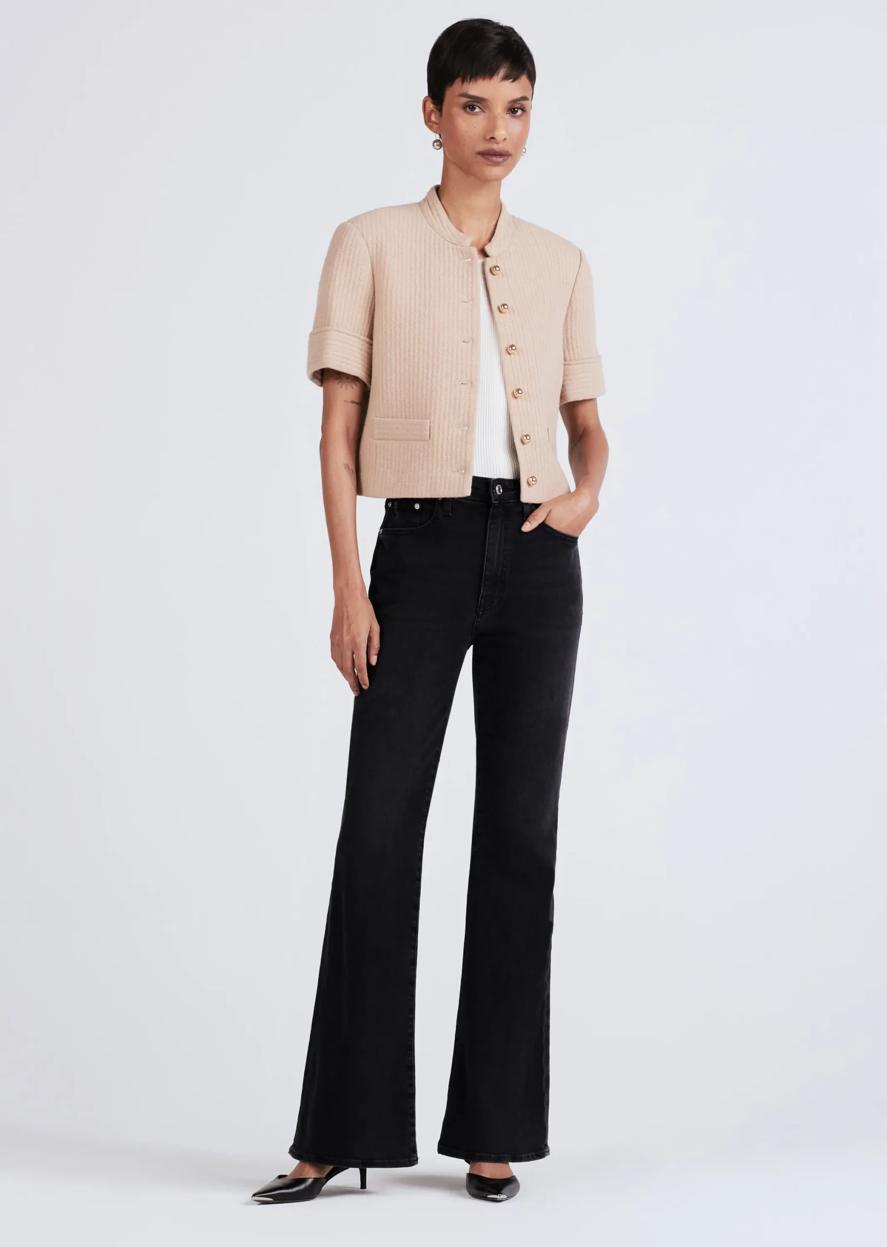 Derek Lam -Grace Short Sleeve Jacket Limestone