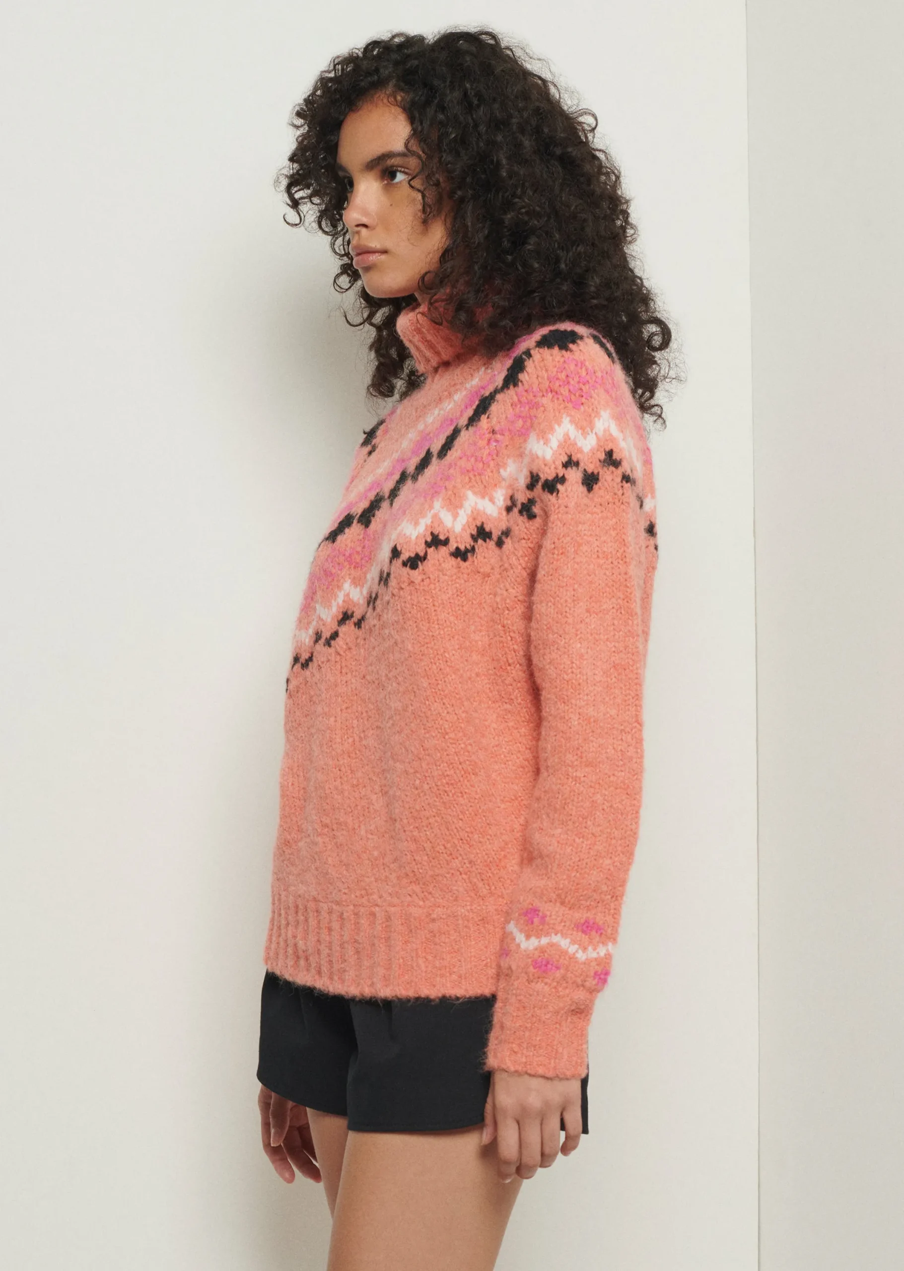 Derek Lam -Grammer Fair Isle Turtleneck Peach Multi