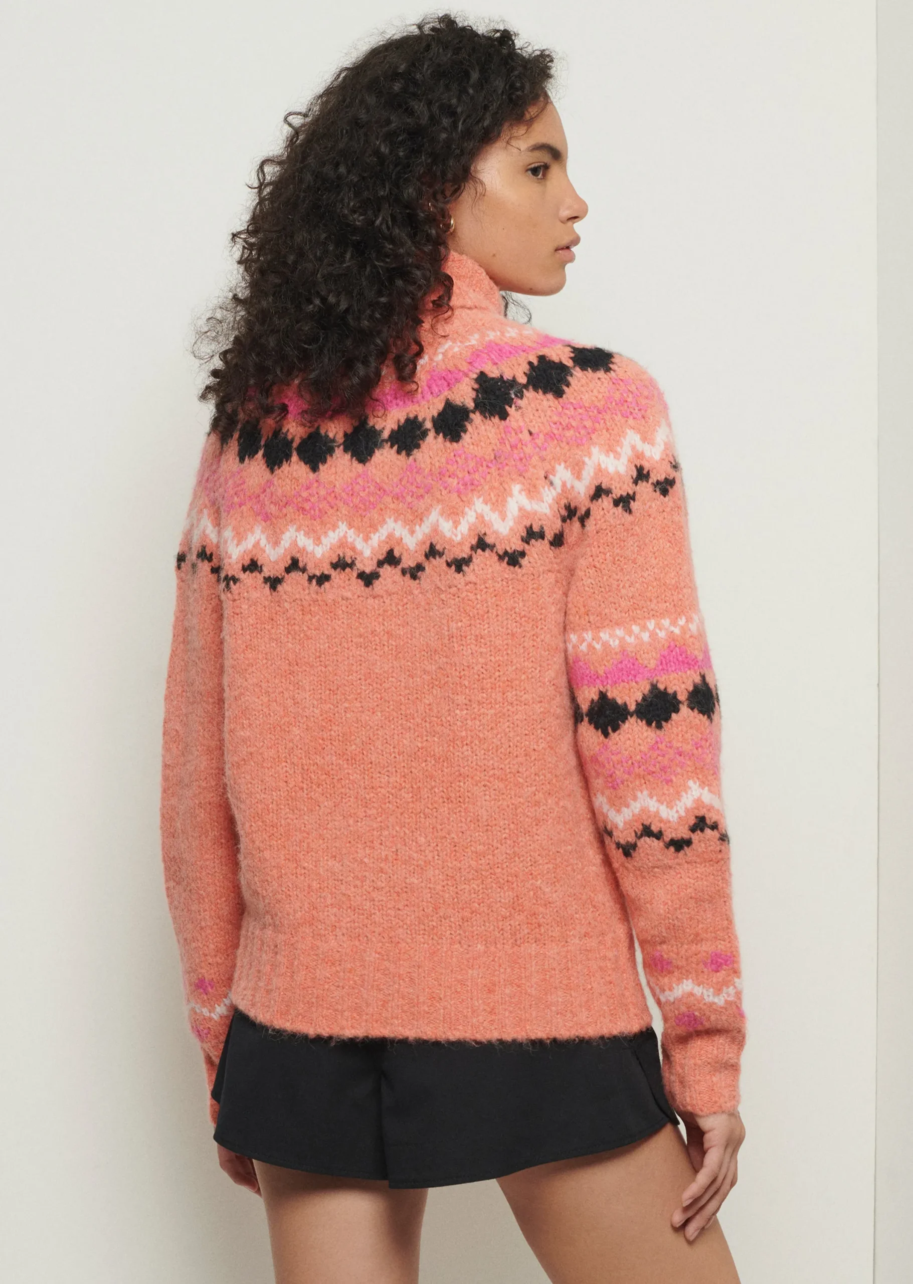 Derek Lam -Grammer Fair Isle Turtleneck Peach Multi