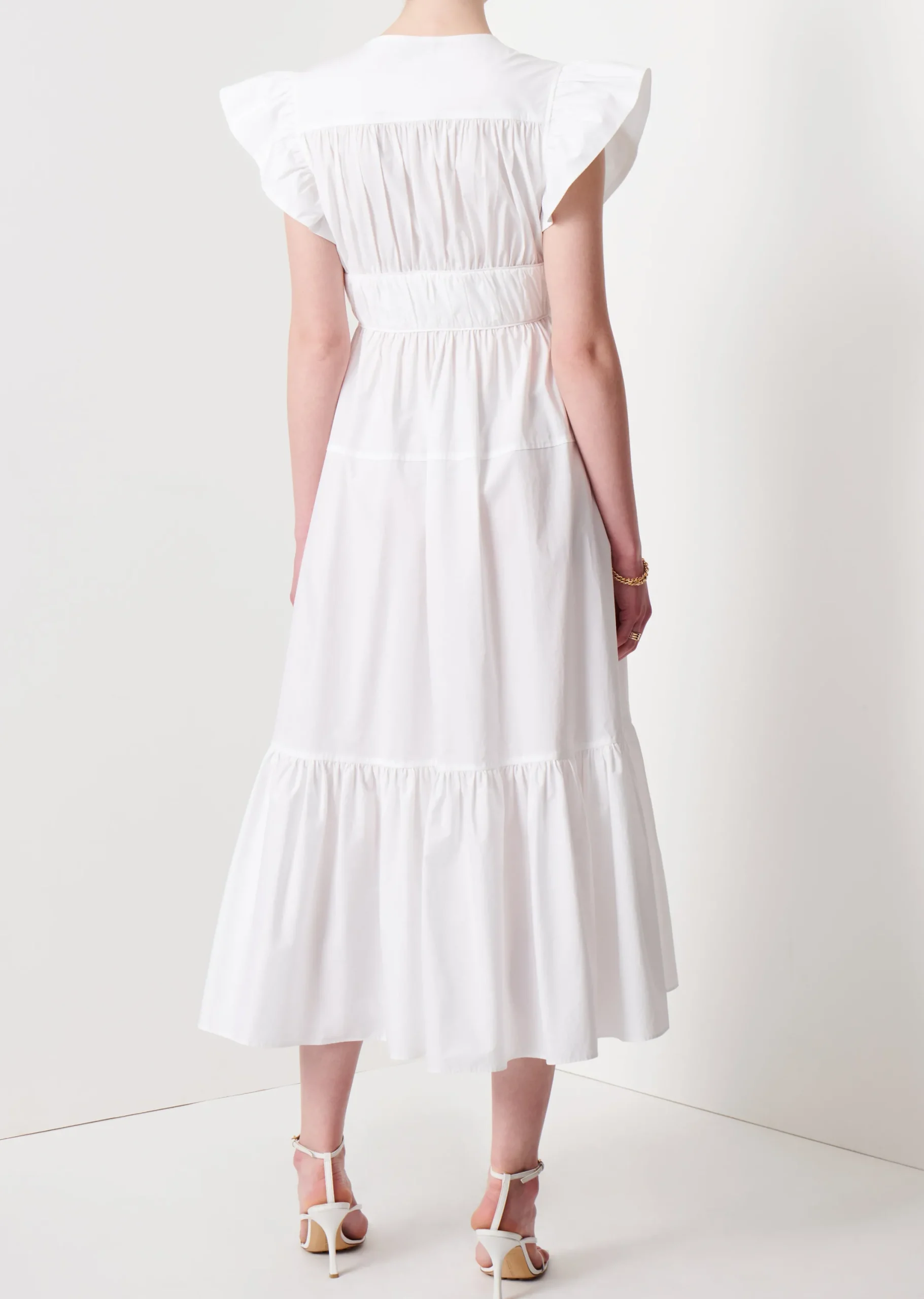 Derek Lam -Greta Ruffle Sleeve Dress White