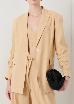 Derek Lam -Harrison Gathered Sleeve Blazer Almond