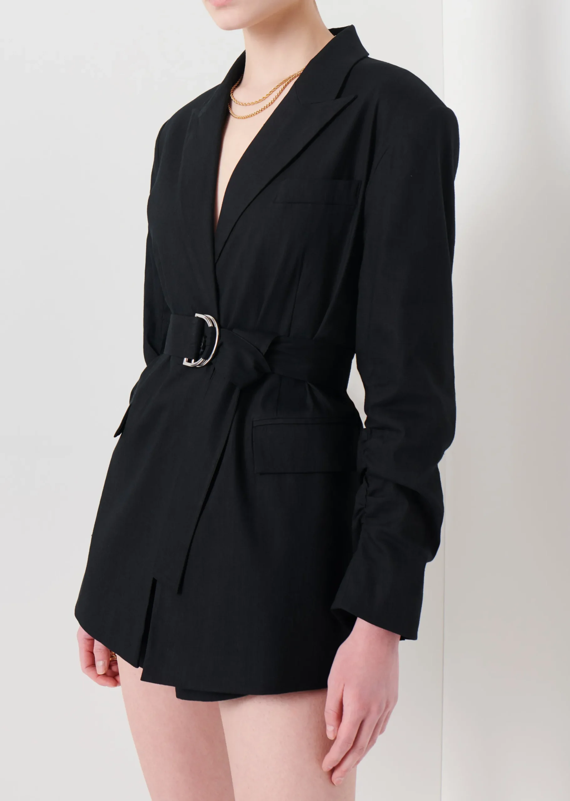 Derek Lam -Harrison Gathered Sleeve Blazer Black