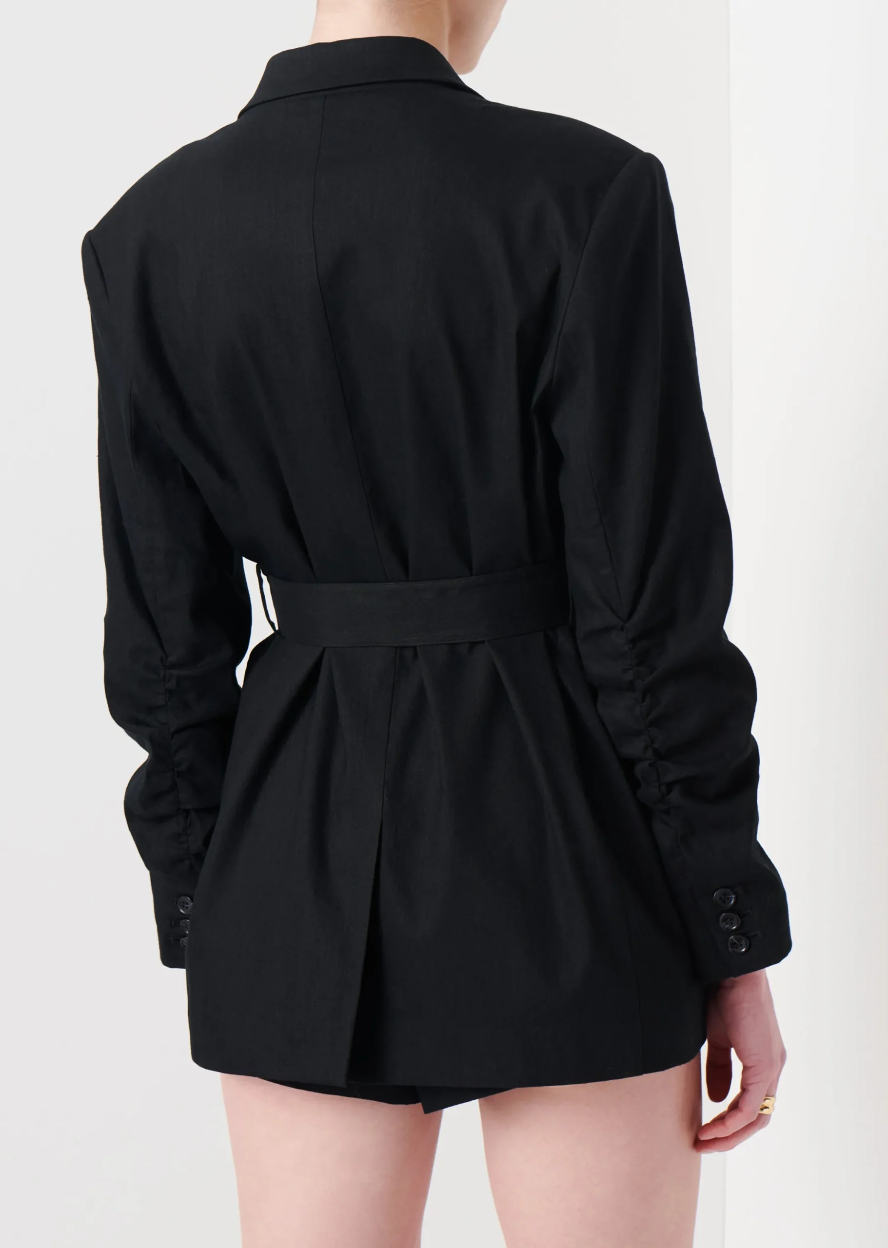 Derek Lam -Harrison Gathered Sleeve Blazer Black