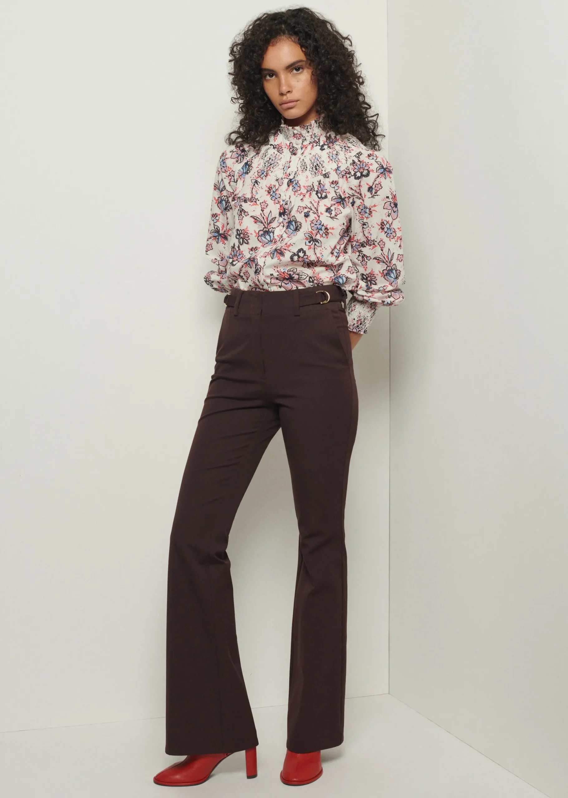 Derek Lam -Helen Smocked Blouse Ivory Multi