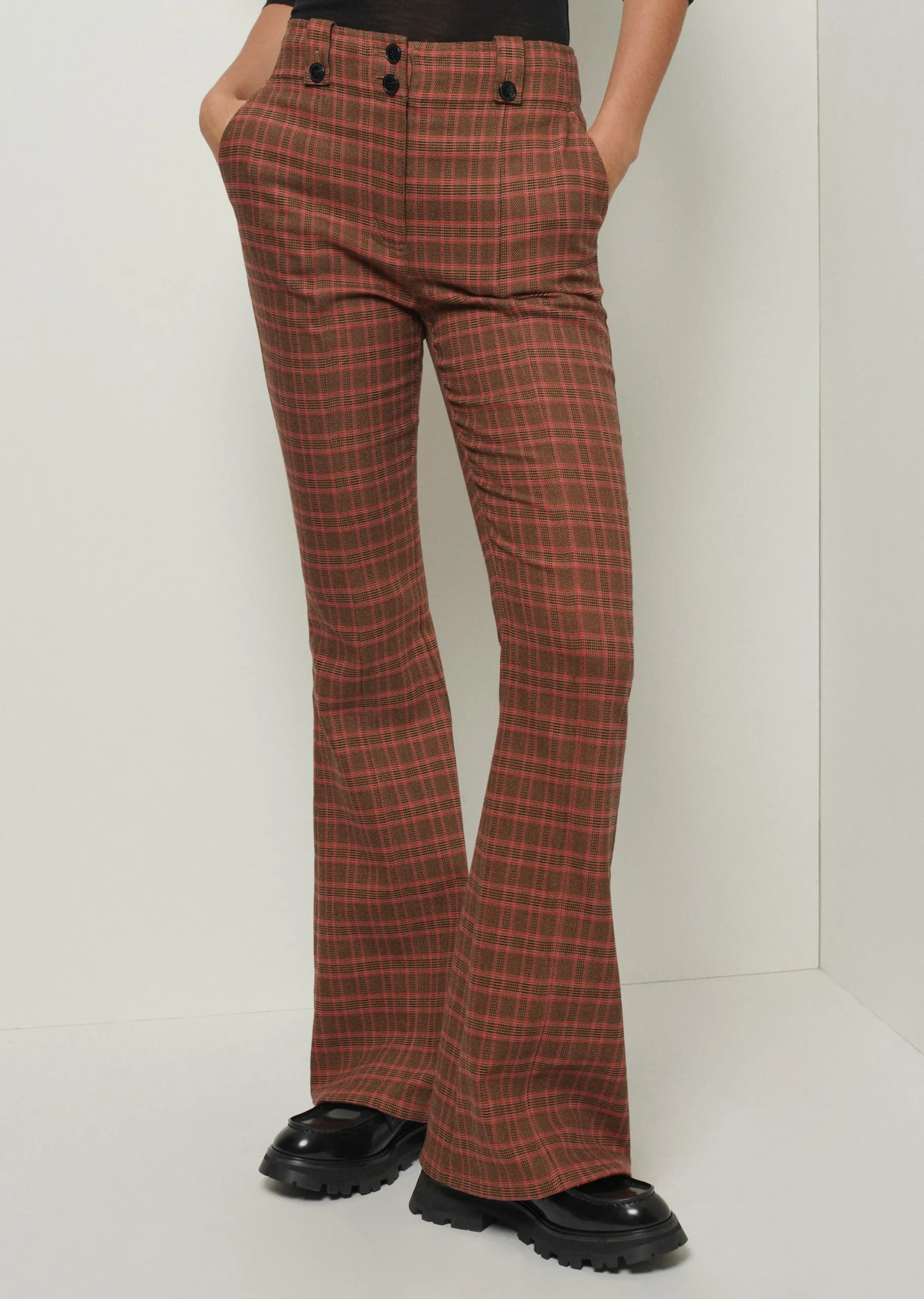Derek Lam -Holland Utility Flared Pants Brown-Red Multi